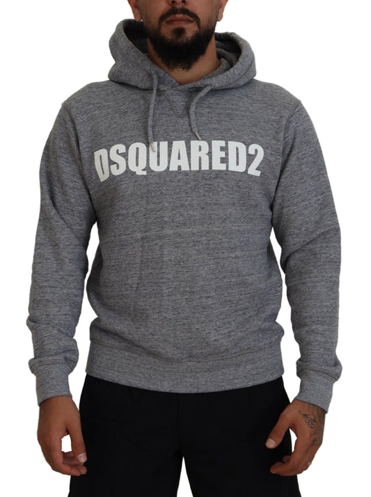 Dsquared² Grauer Baumwollpullover mit Kapuze und Logodruck für Männer Sweater