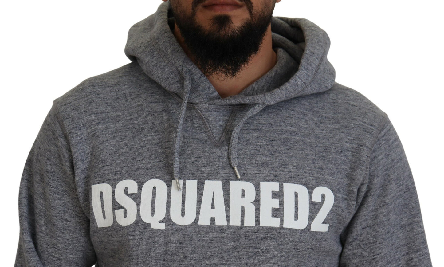 Dsquared² Grauer Baumwollpullover mit Kapuze und Logodruck für Männer Sweater