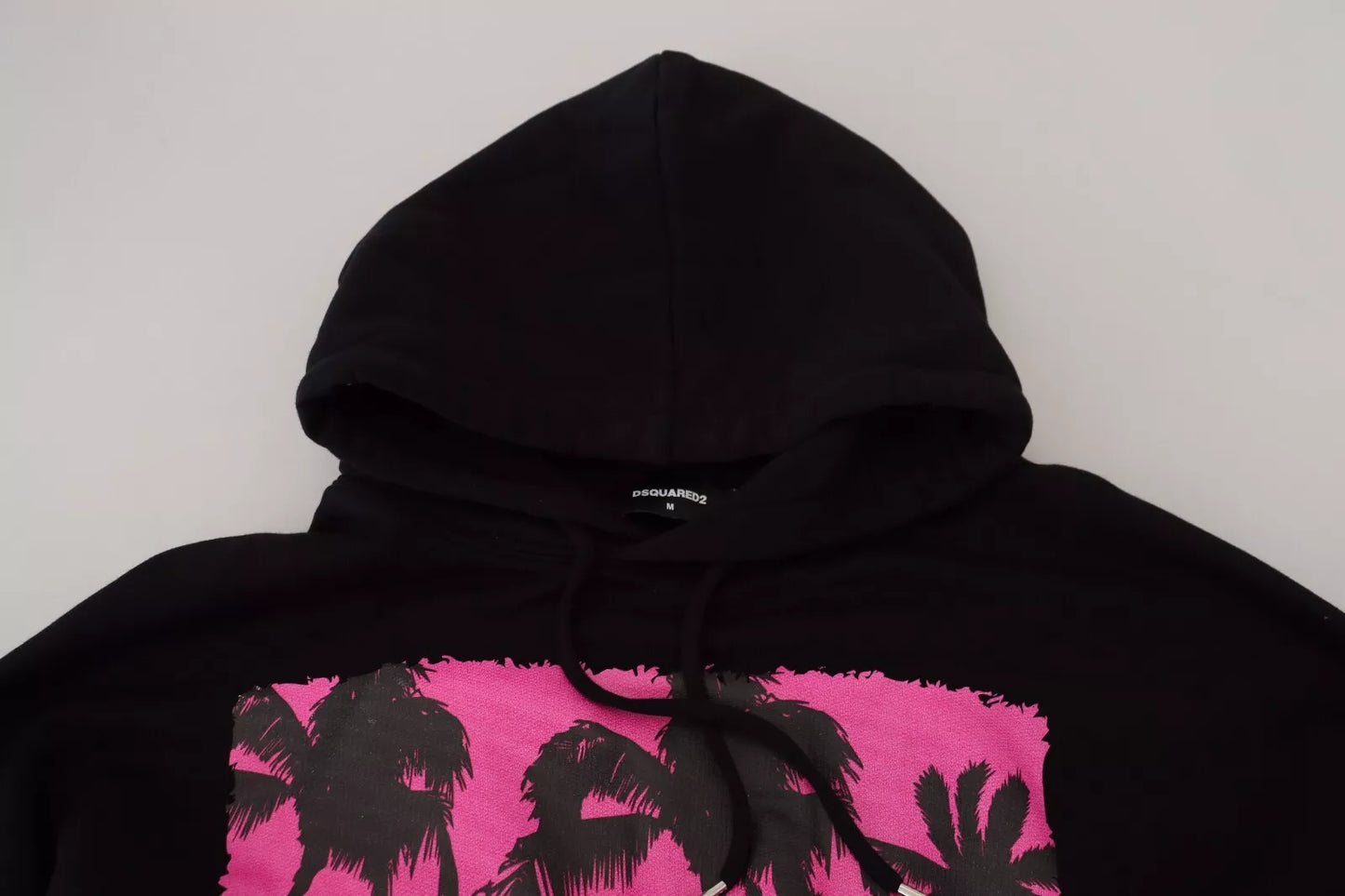 Dsquared² Schwarzer Baumwollpullover mit Kapuze, bedruckt, Herrenpullover