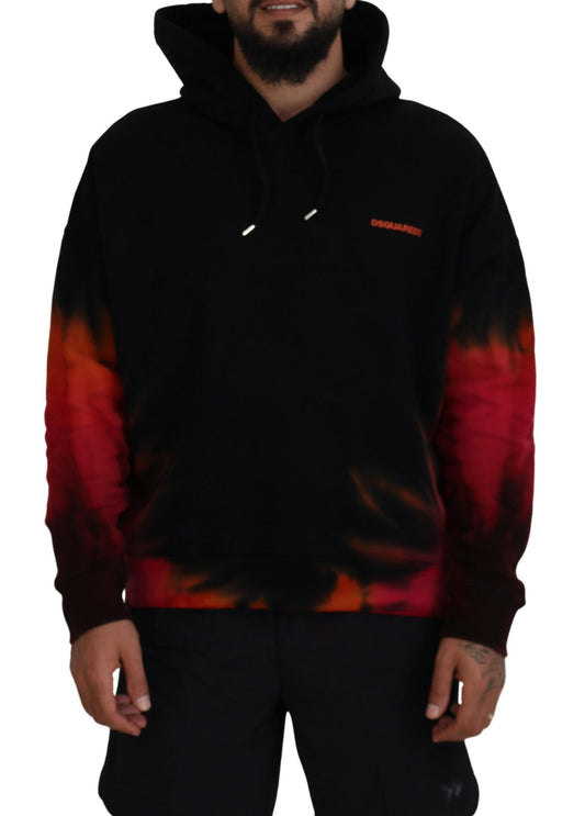 Dsquared² Schwarz Rot Baumwolle mit Kapuze Tie Dye Pullover