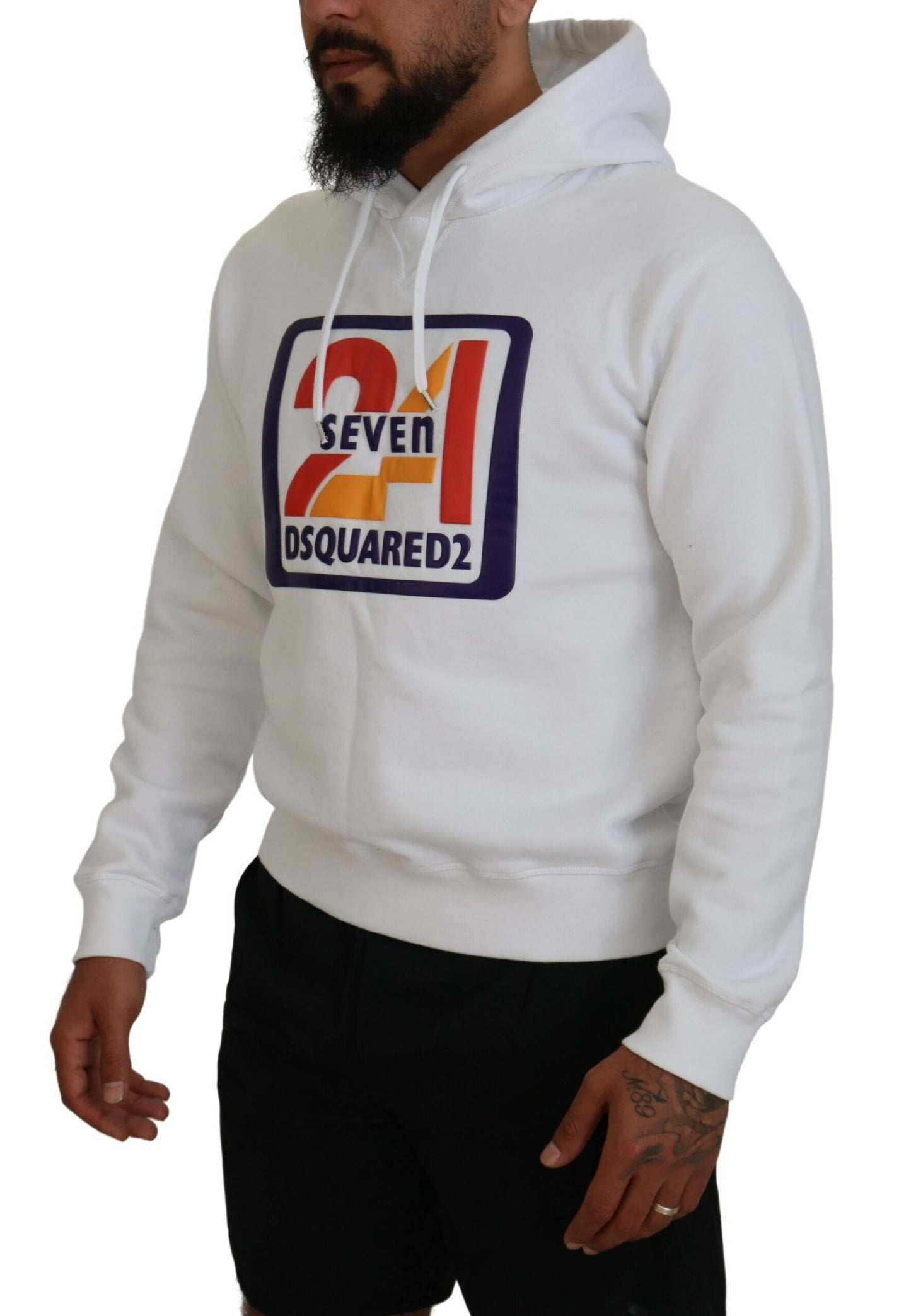 Dsquared² Weißer Pullover mit Kapuze aus Baumwolle für Männer