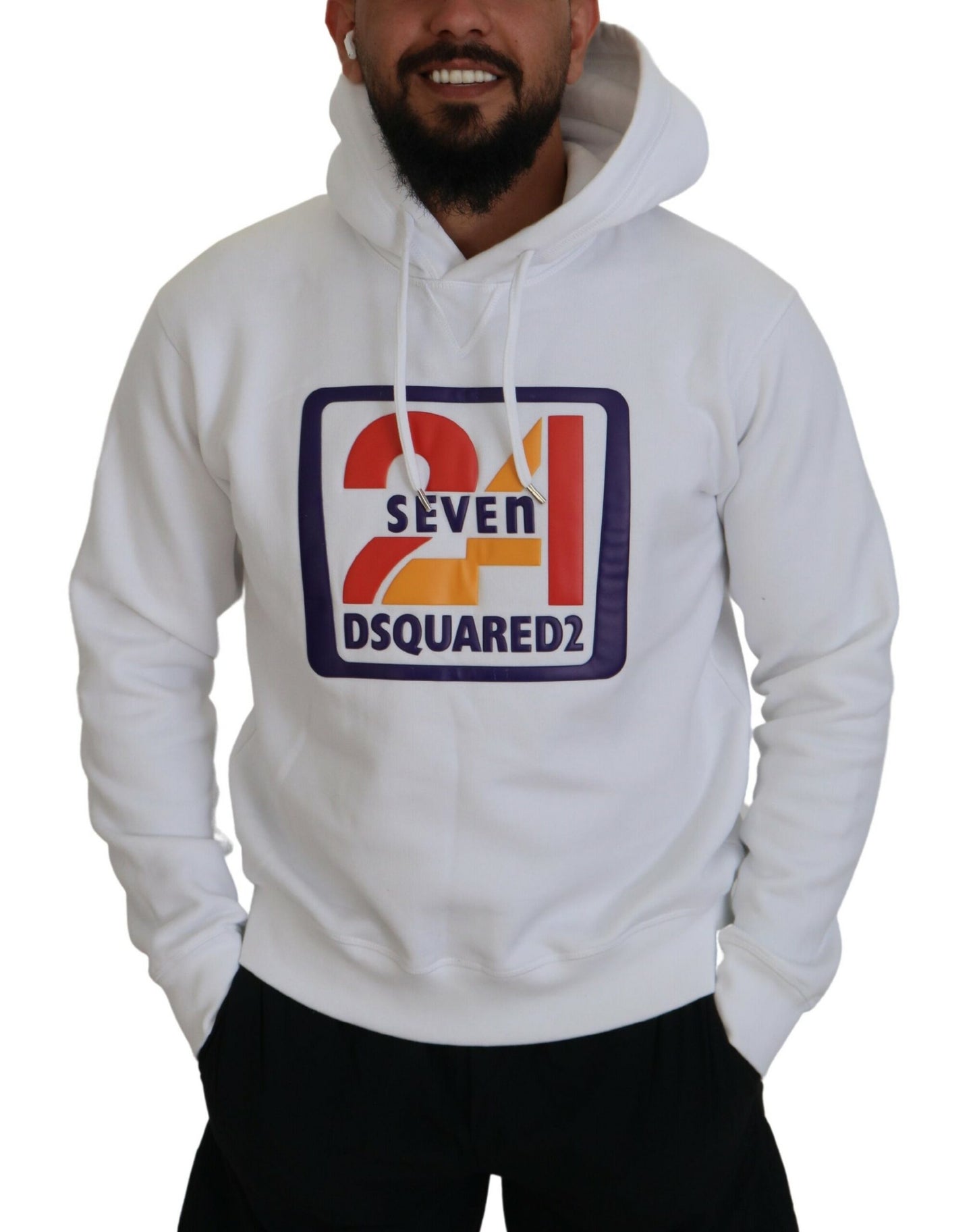 Dsquared² Weißer Pullover mit Kapuze aus Baumwolle für Männer