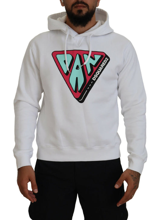 Dsquared² Weißer bedruckter Pullover aus Baumwolle mit Kapuze