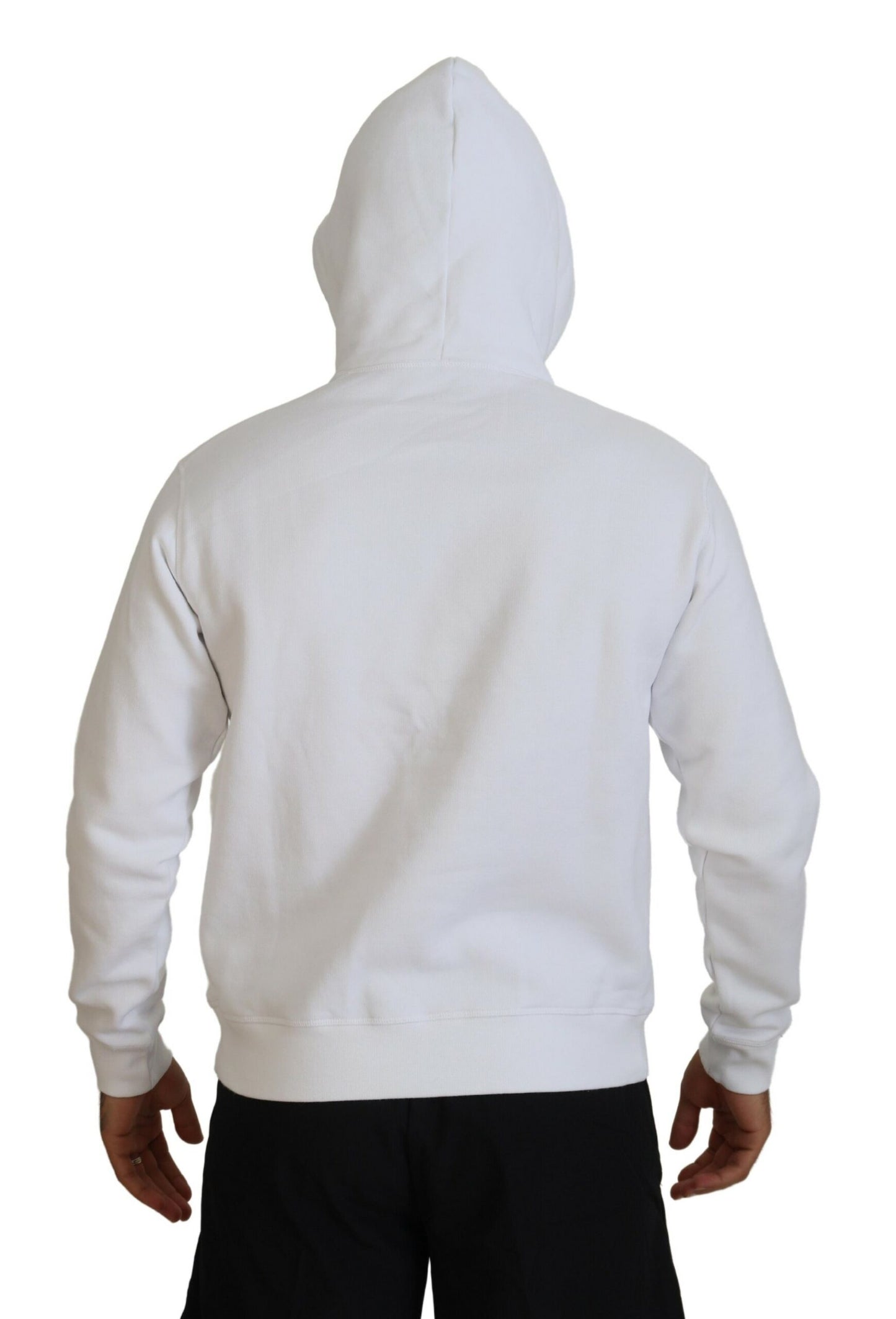 Dsquared² Weißer bedruckter Pullover aus Baumwolle mit Kapuze