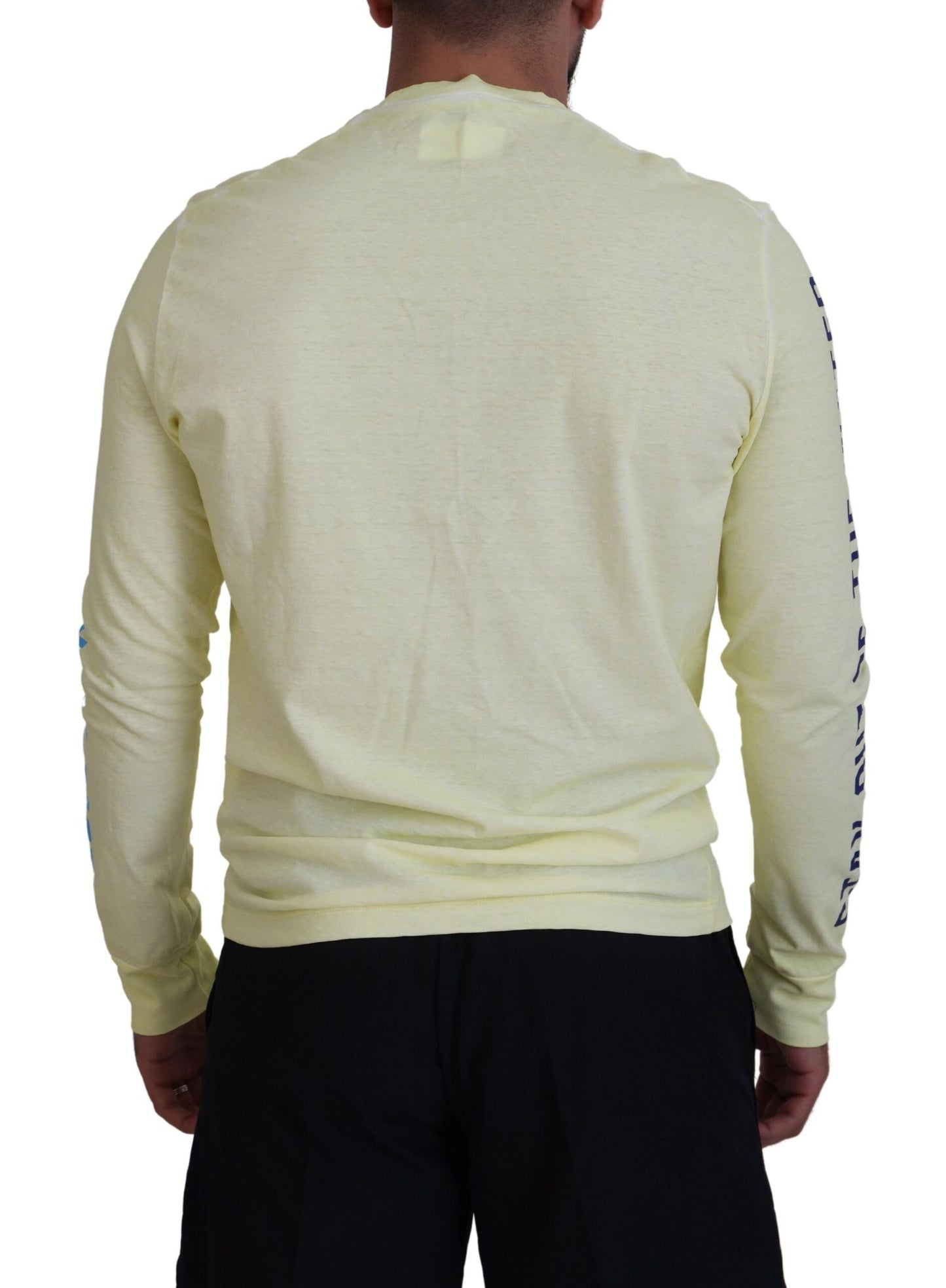 Dsquared² Gelbes bunt bedrucktes langärmeliges Top T-shirt