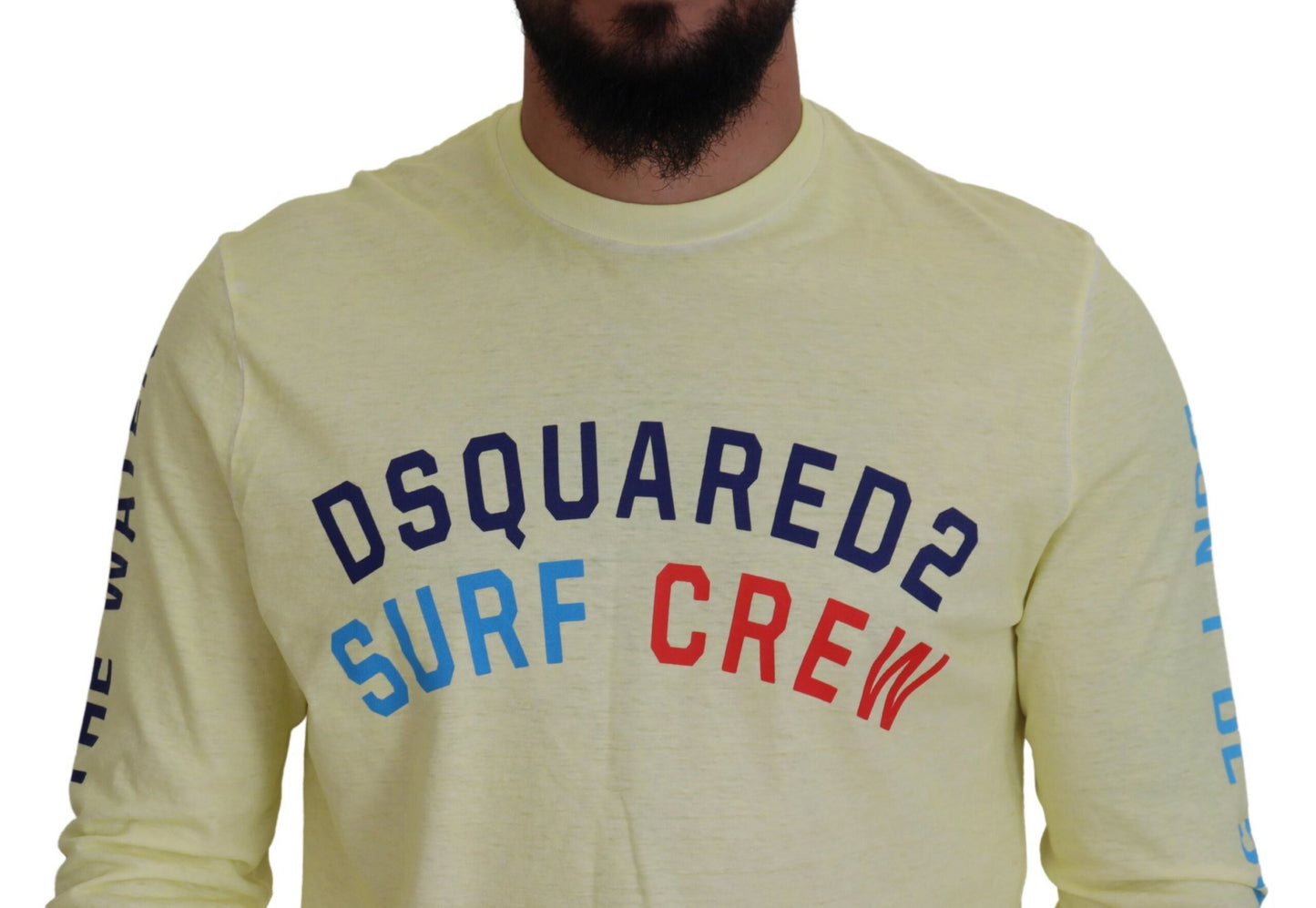Dsquared² Gelbes bunt bedrucktes langärmeliges Top T-shirt