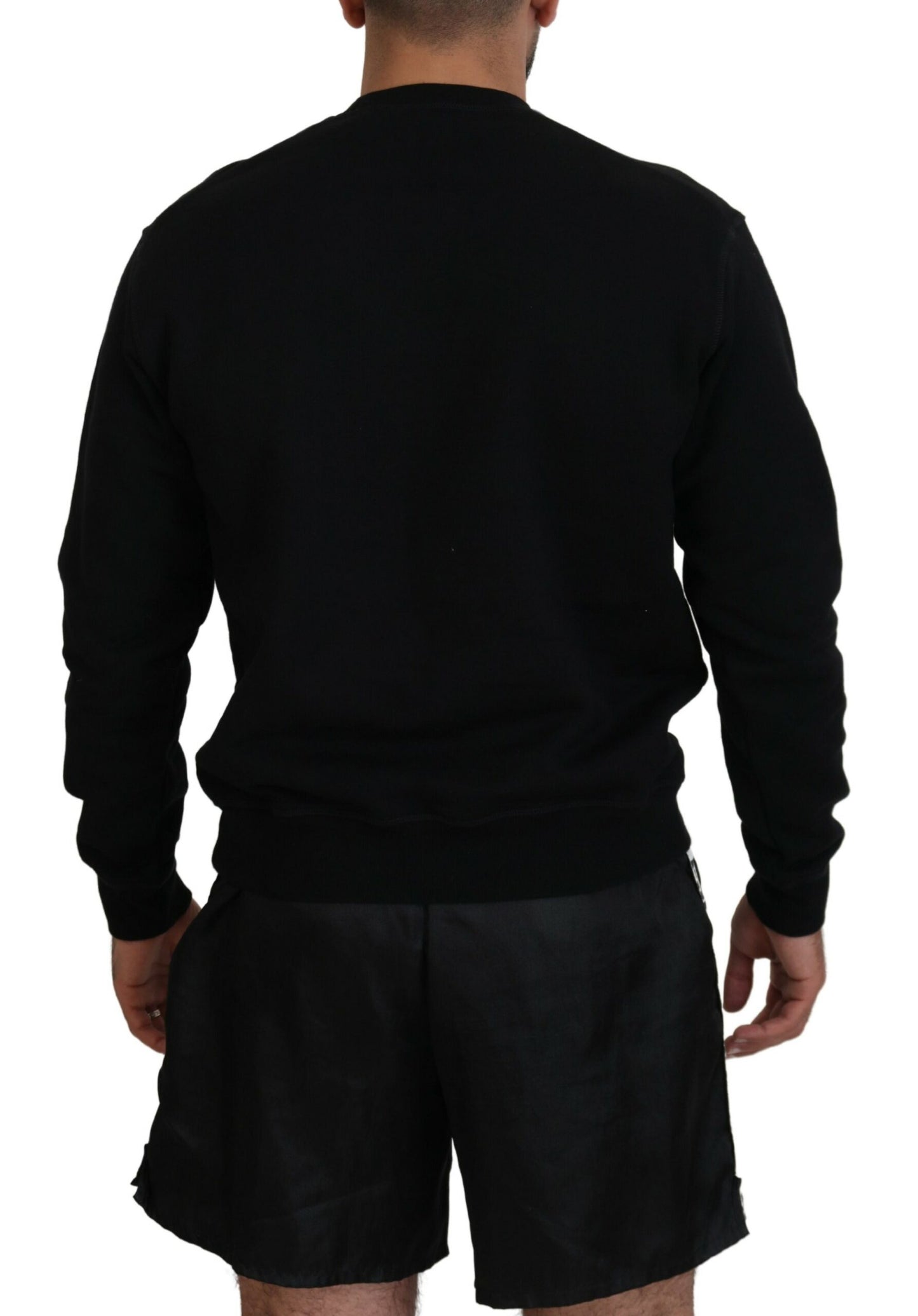 Dsquared² Schwarzer Logo-Druck Langarm-Pullover für Männer