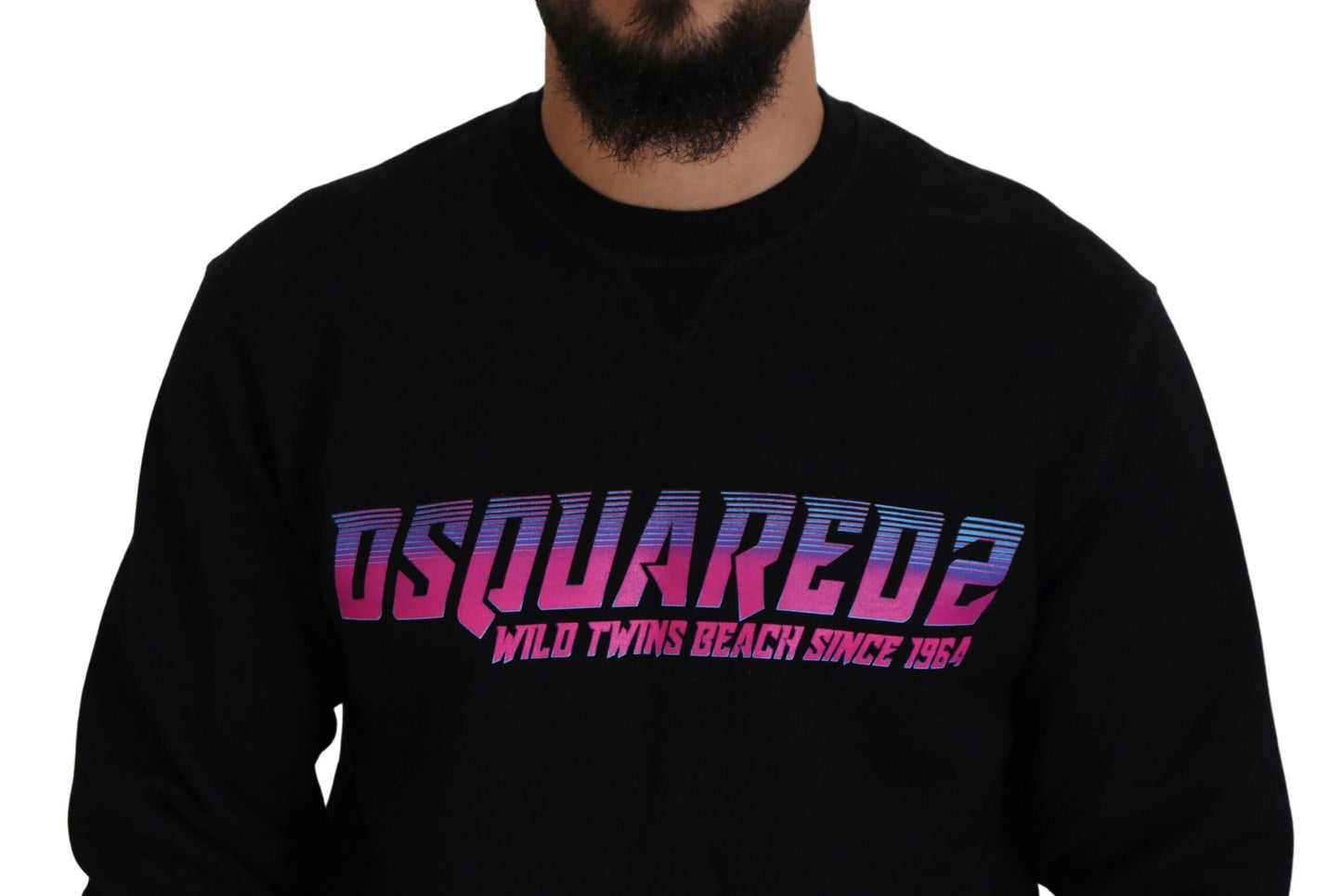Dsquared² Schwarzer Logo-Druck Langarm-Pullover für Männer