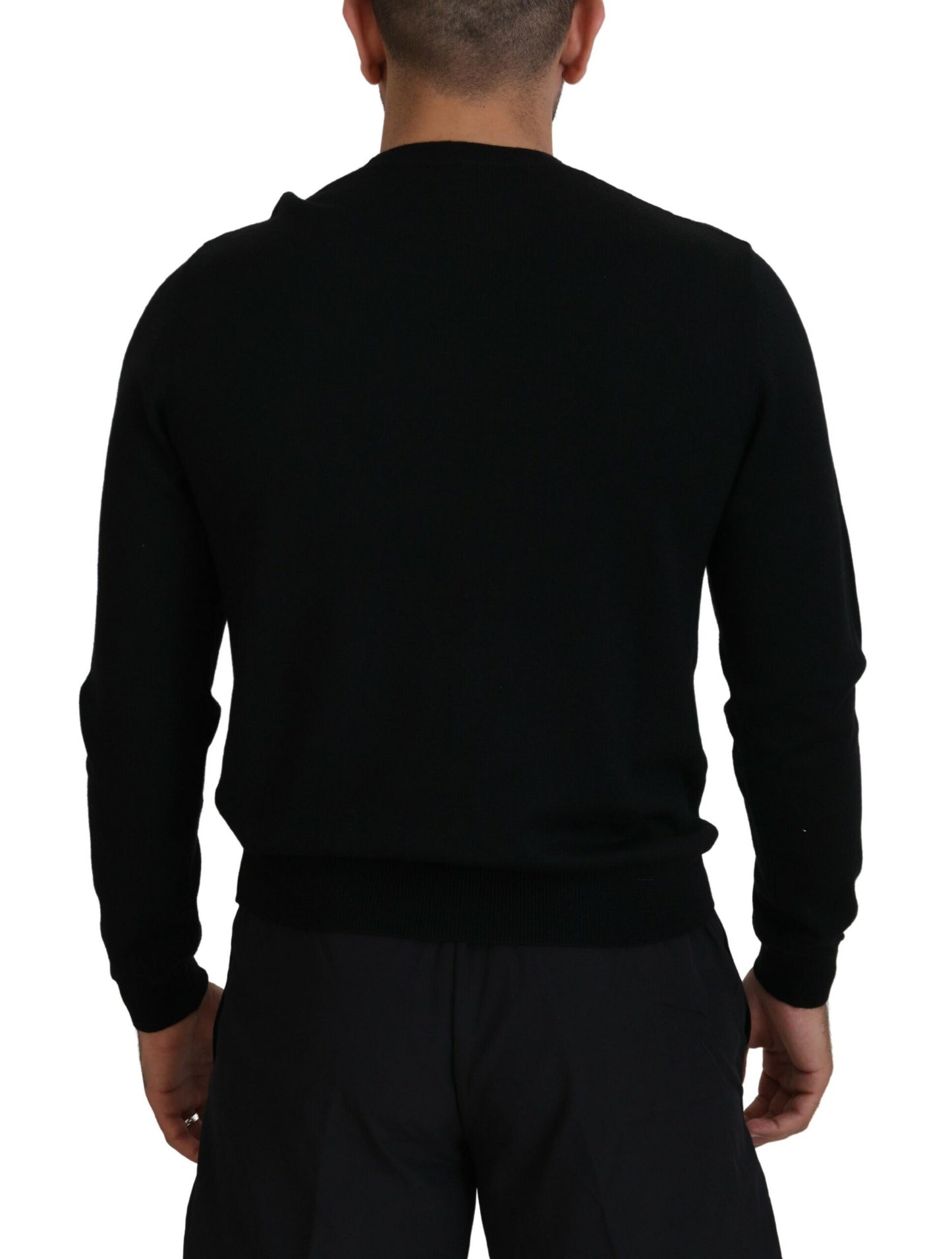 Dsquared² Schwarzer Logo-Druck Langarm-Pullover für Männer