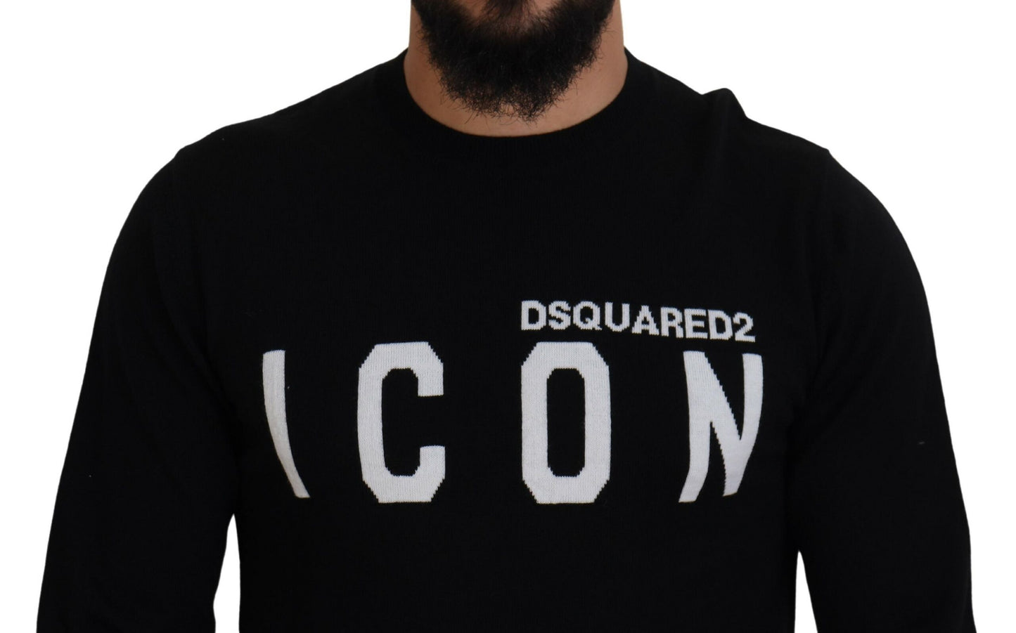 Dsquared² Schwarzer Logo-Druck Langarm-Pullover für Männer