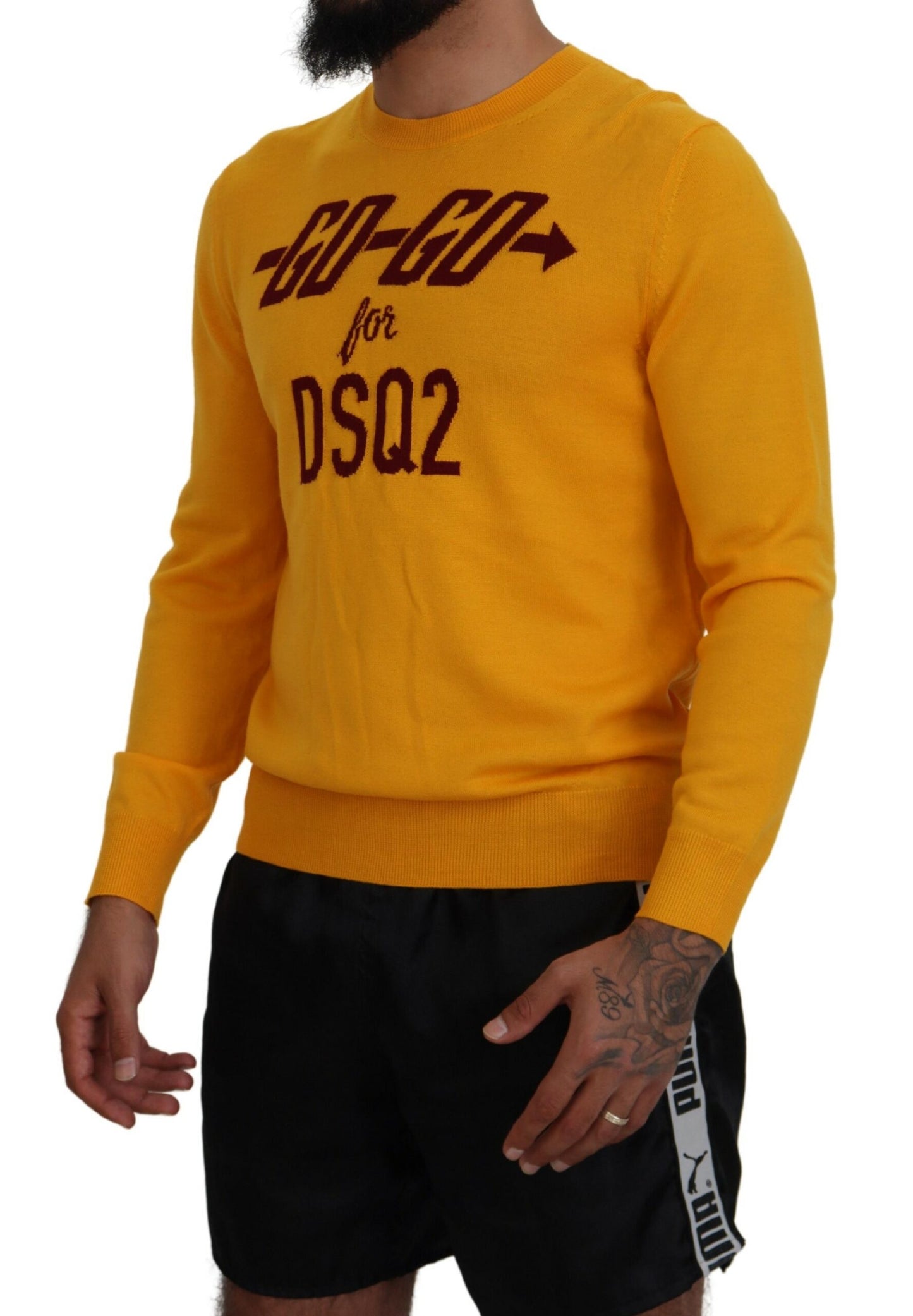 Dsquared² Orange Wolle Lange Ärmel Männer Pullover Pullover