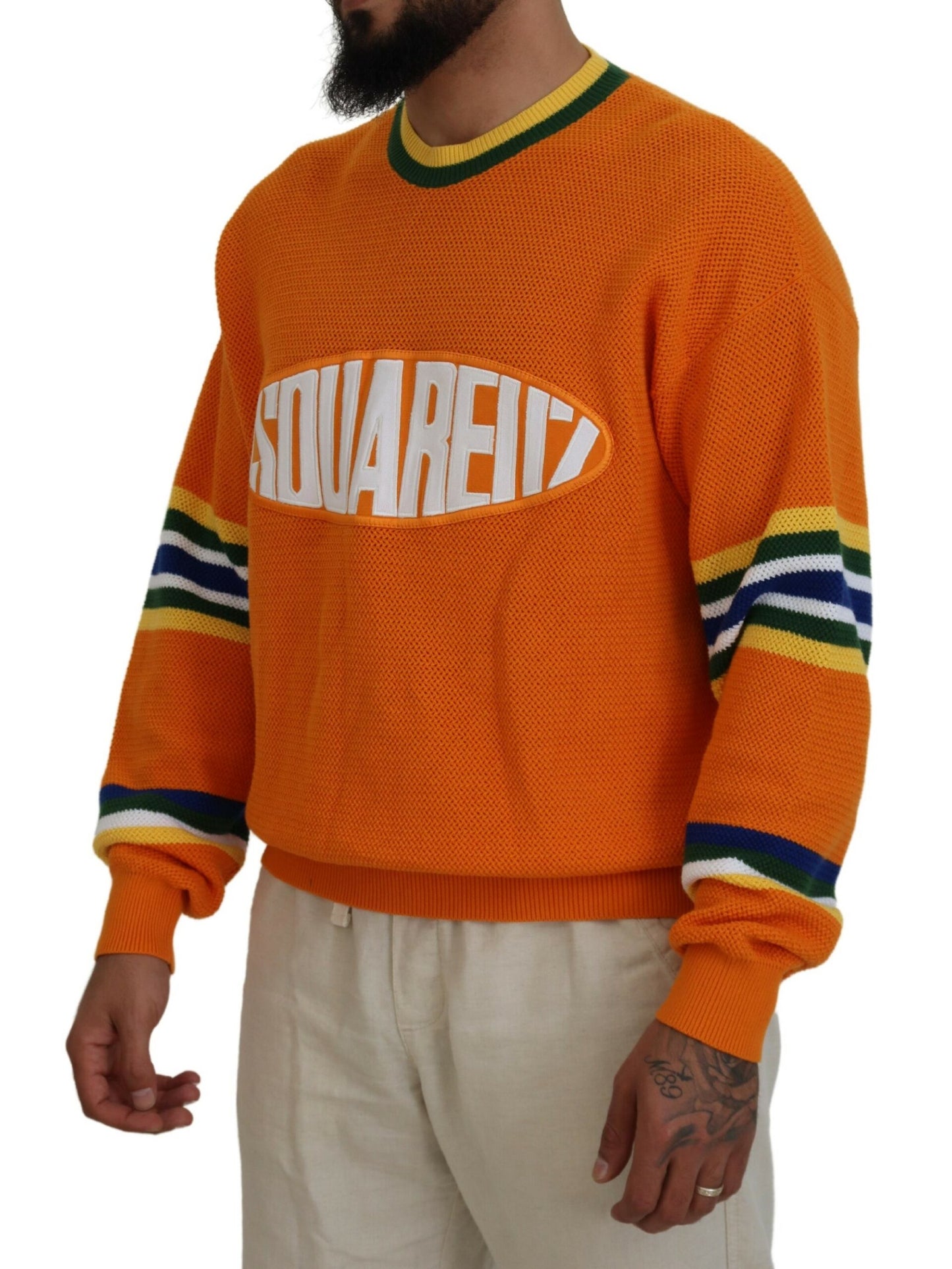 Dsquared² Orange bedruckter Langarmpullover für Männer