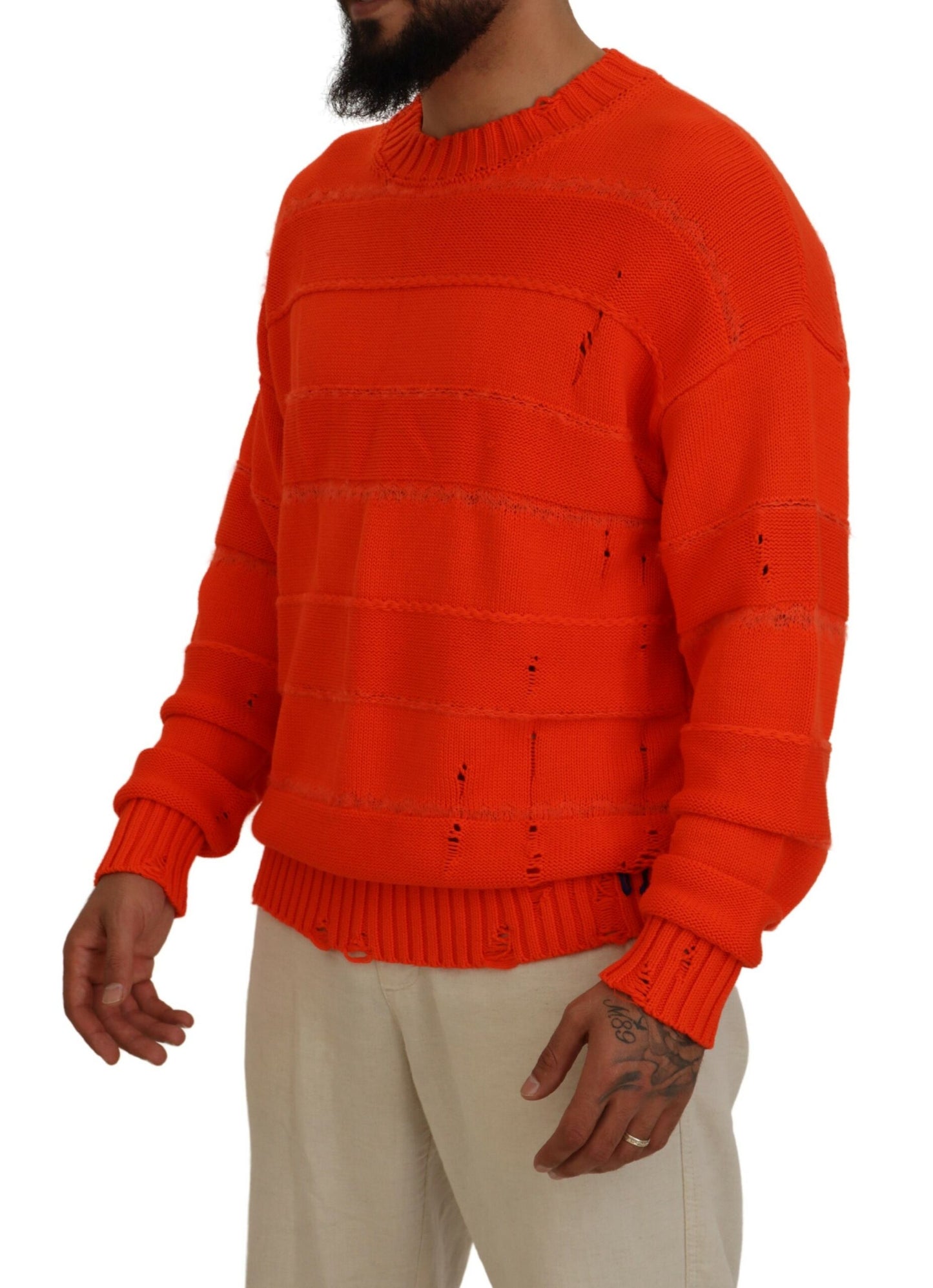 Dsquared² Orange Baumwolle Lange Ärmel Männer Pullover Pullover