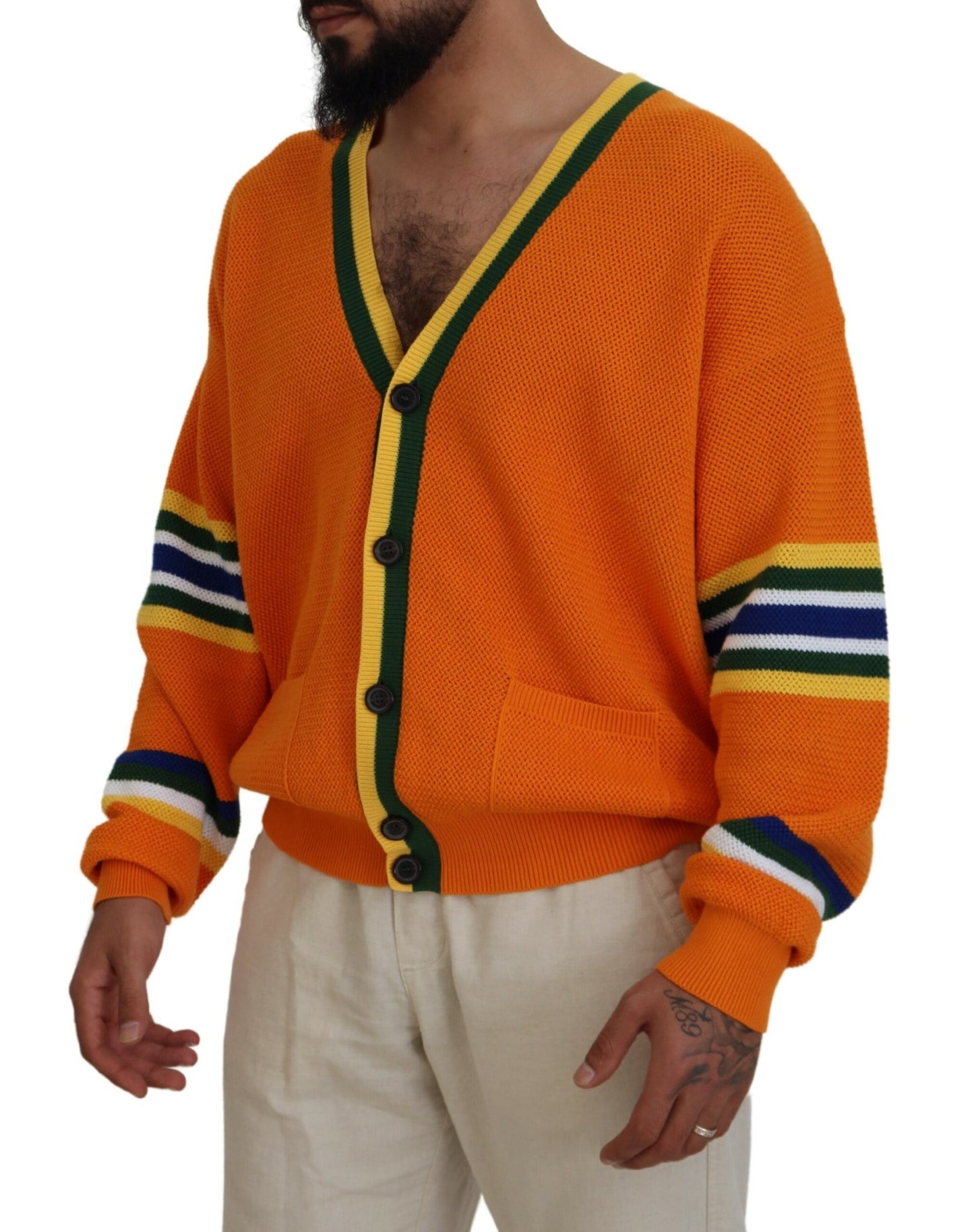 Dsquared² Orange Baumwolle Lange Ärmel Männer Strickjacke Pullover
