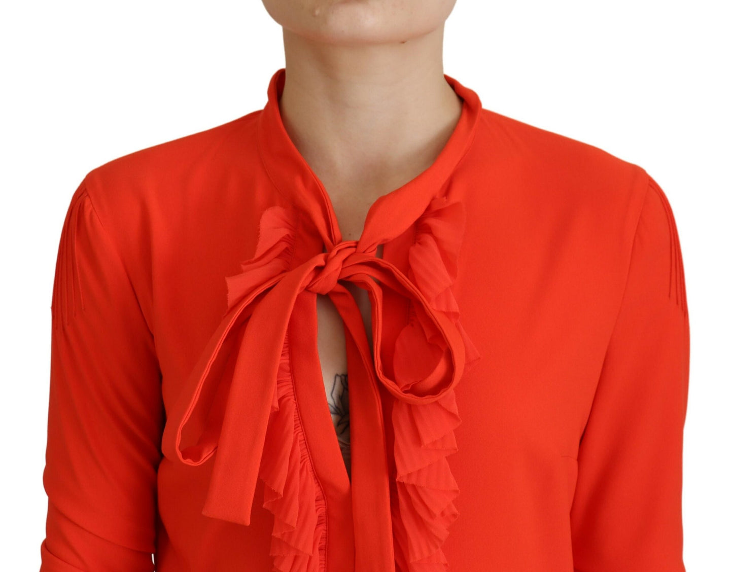 Dsquared² Rotes Polyester Midikleid mit langen Ärmeln und Falten