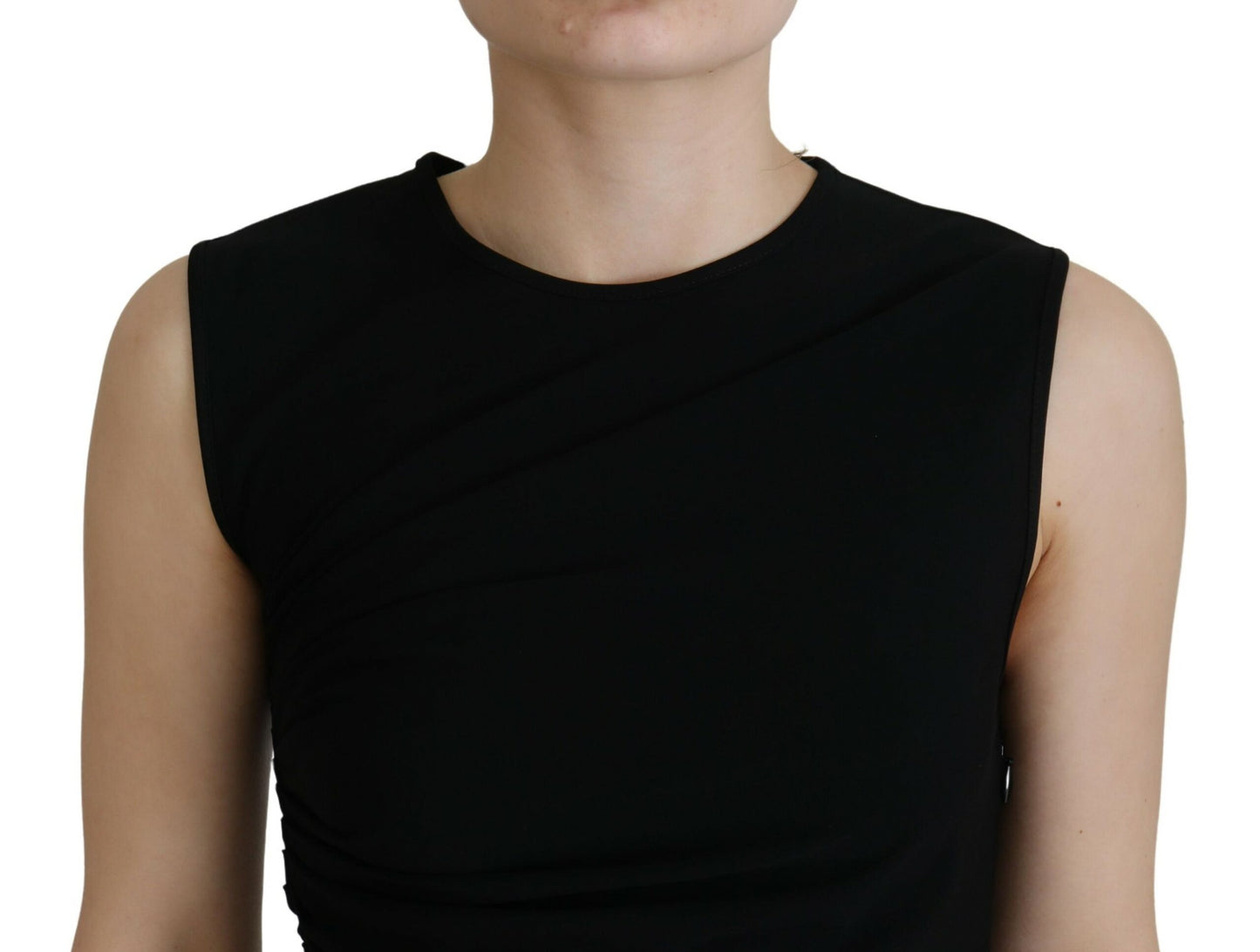 Dsquared² Schwarzes ärmelloses Maxikleid aus Viskose mit Rüschen