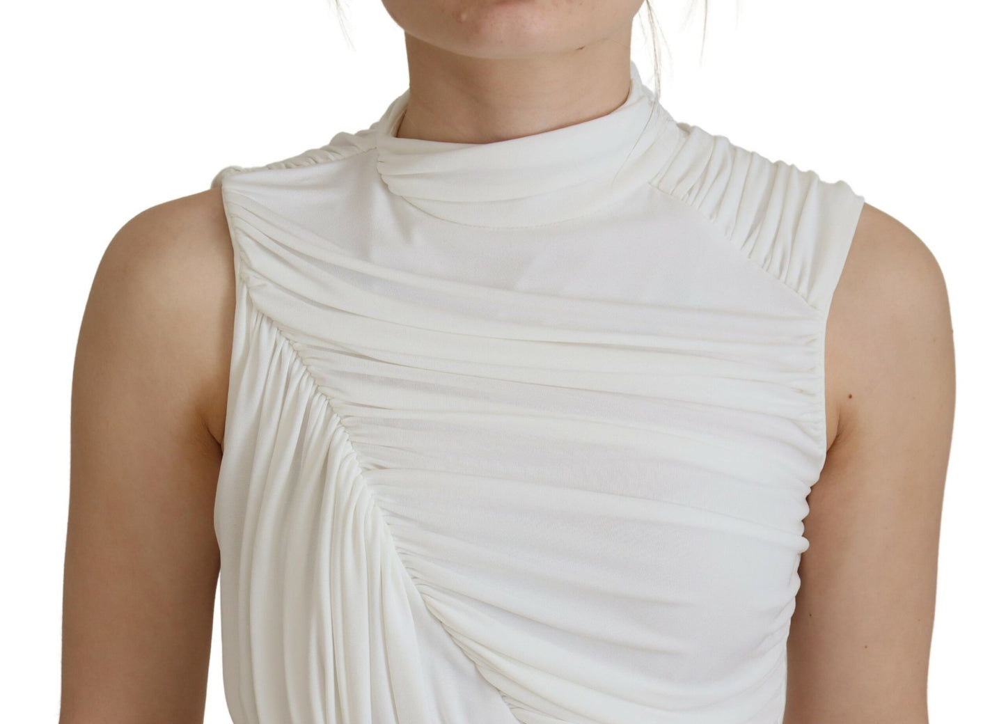 Dsquared² Weißes ärmelloses Bodycon-Minikleid aus Viskose