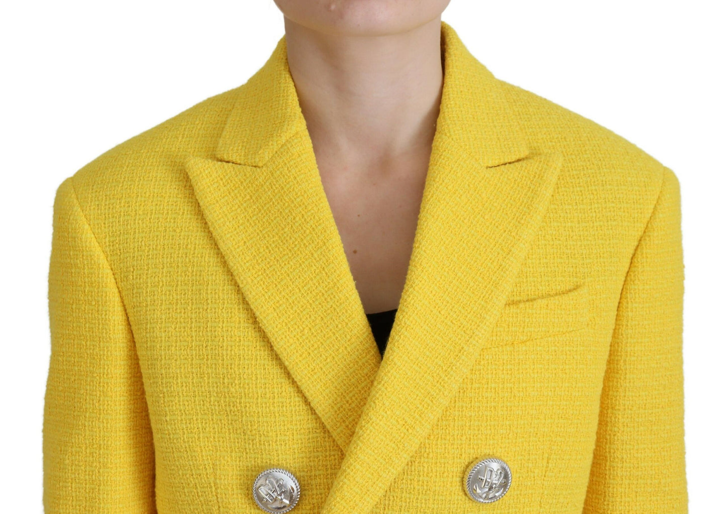 Dsquared² Gelbes doppelreihiges Mini-Anzug-Blazer-Rock-Set