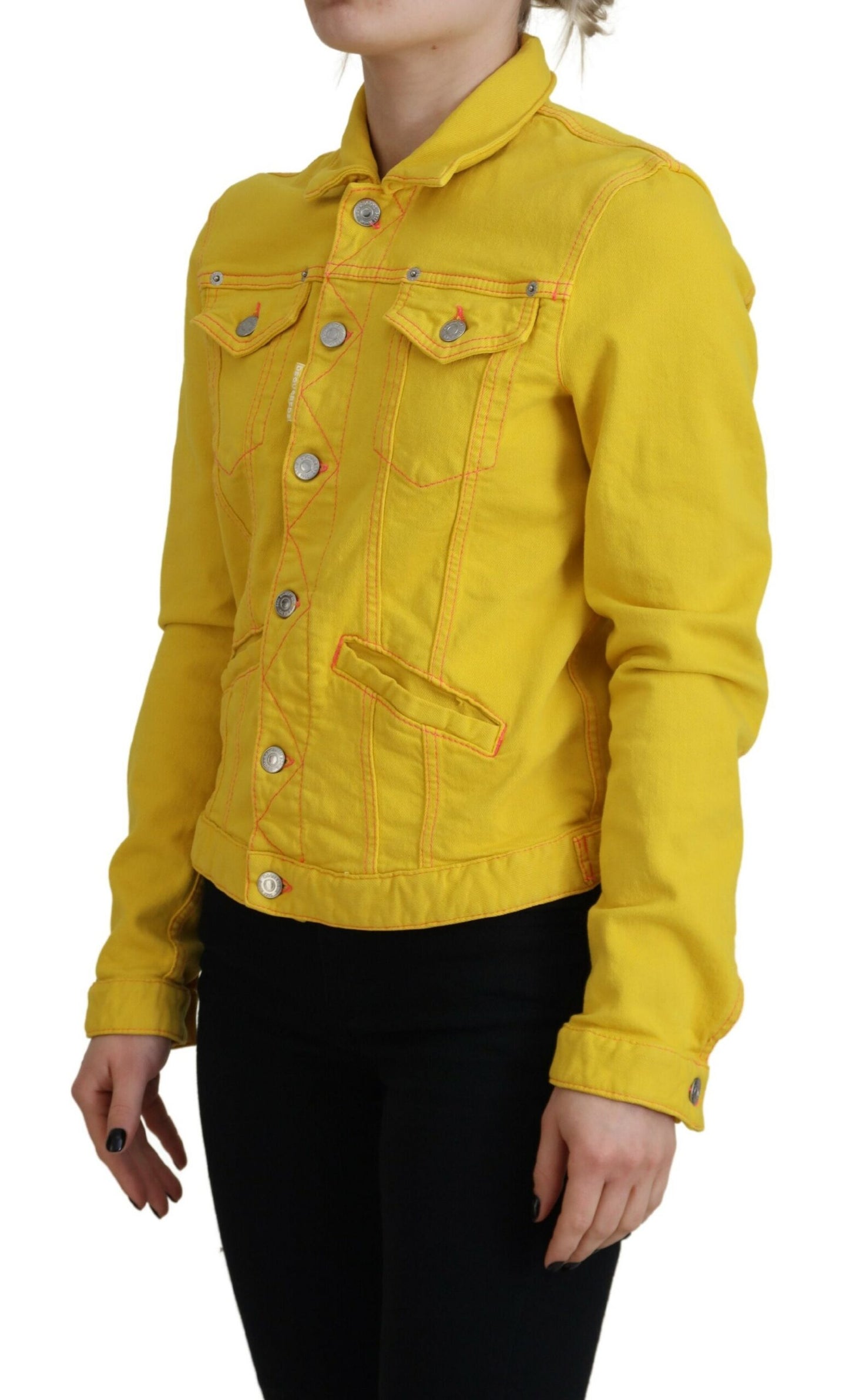Dsquared² Gelbe langärmelige Jeansjacke mit Kragen