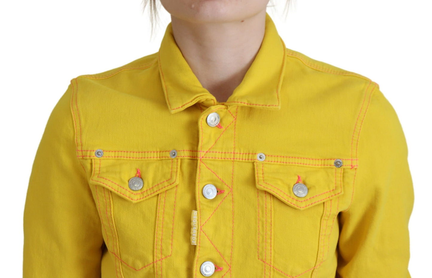 Dsquared² Gelbe langärmelige Jeansjacke mit Kragen