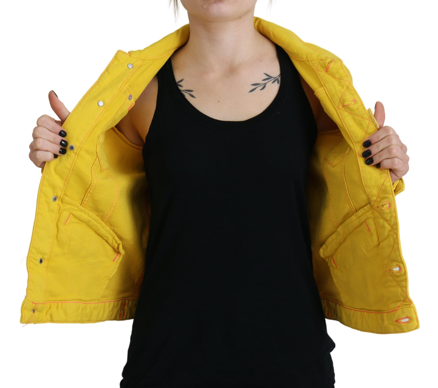 Dsquared² Gelbe langärmelige Jeansjacke mit Kragen