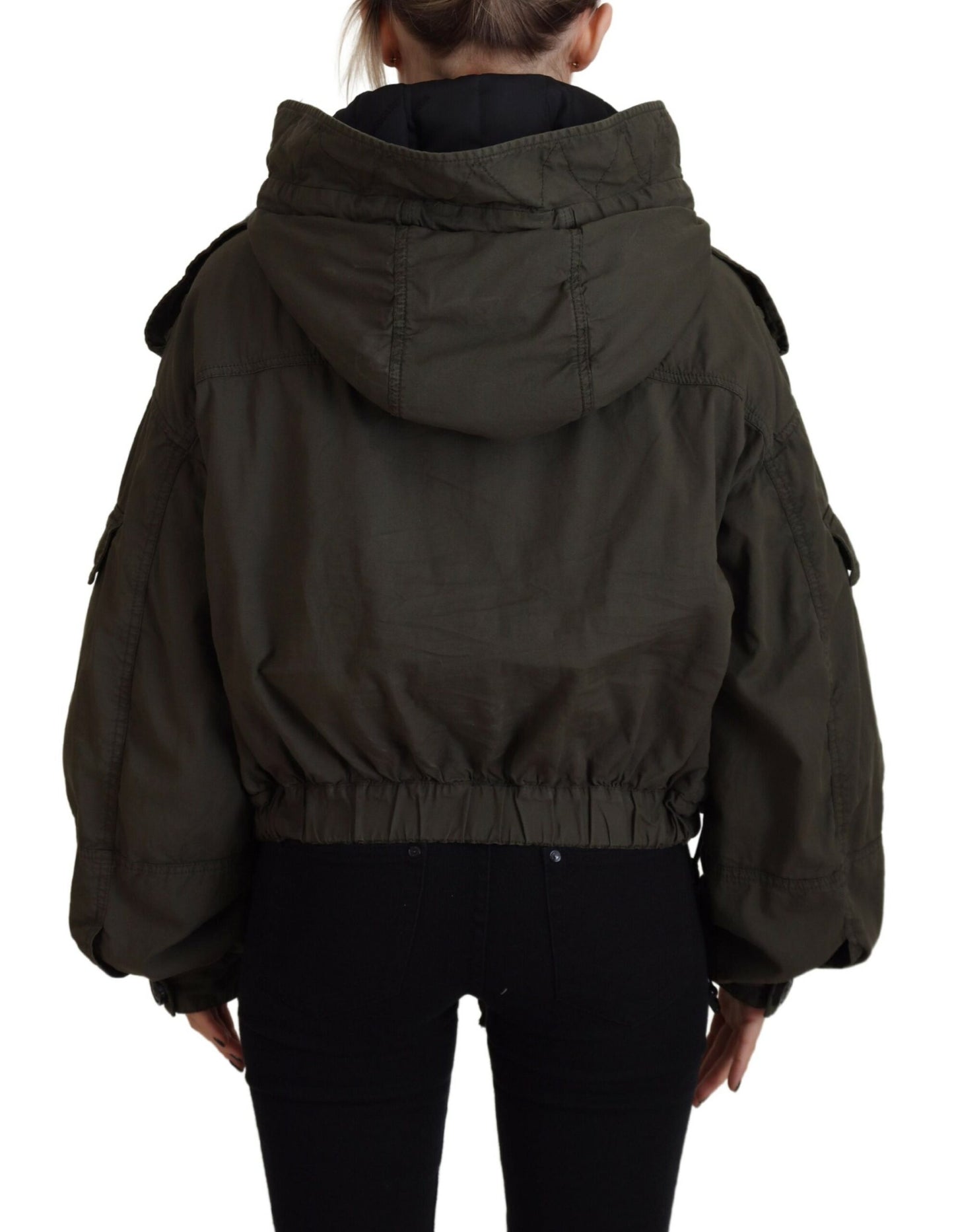 Dsquared² Grüne Cargo-Knopf-Jacke aus Baumwolle mit Kapuze