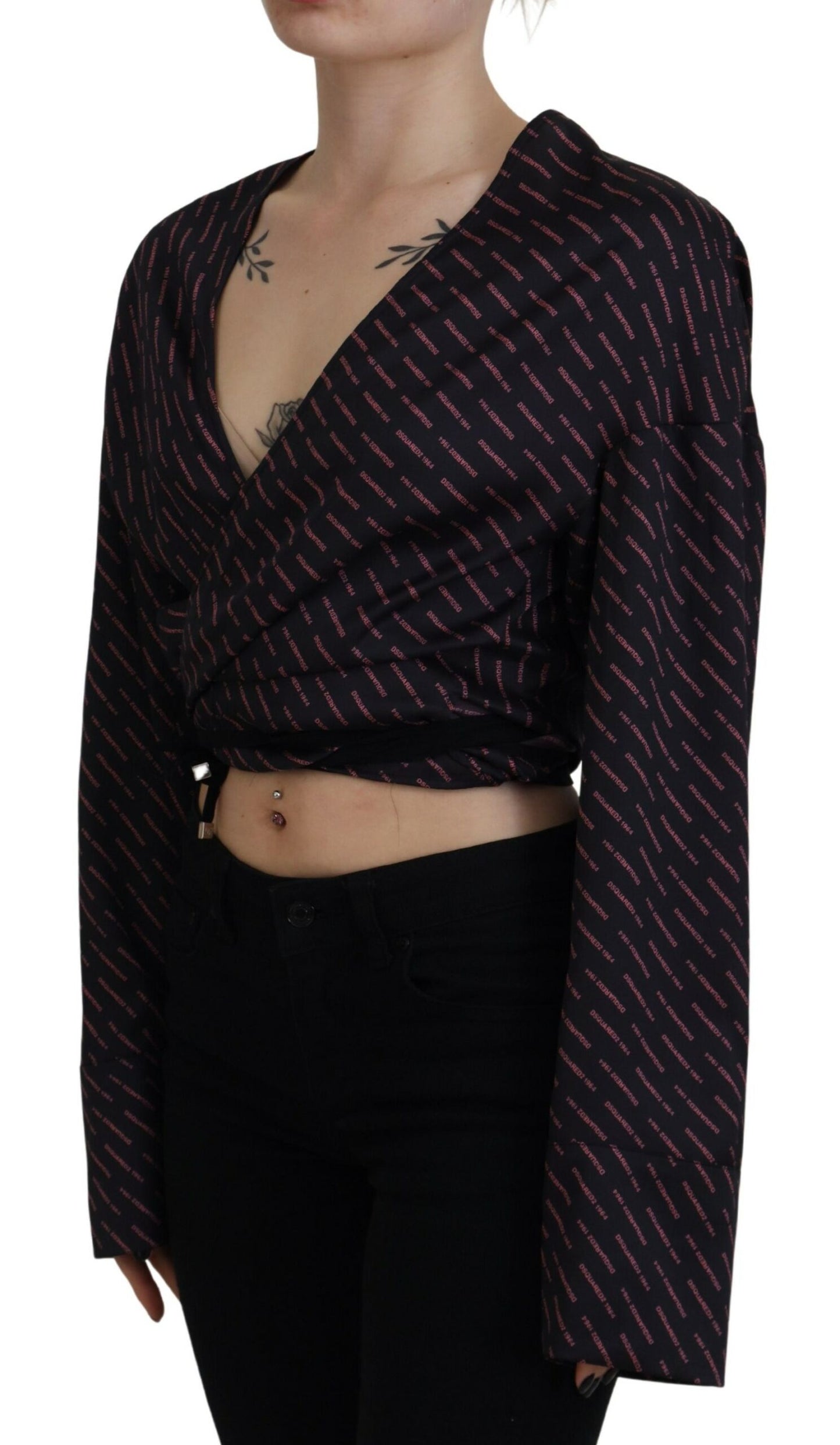 Dsquared² Schwarzes Blusentop aus Polyester mit Logodruck