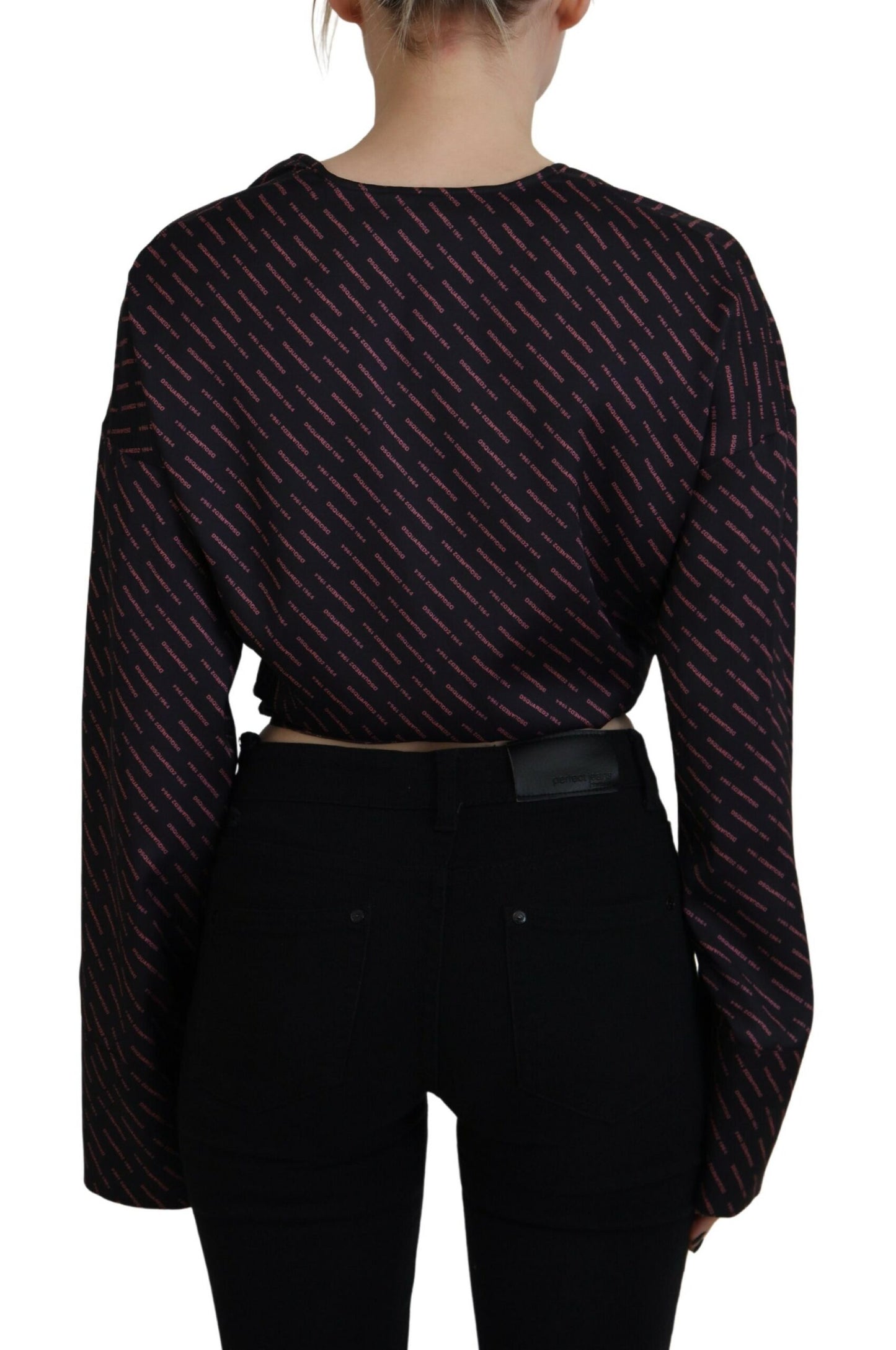Dsquared² Schwarzes Blusentop aus Polyester mit Logodruck