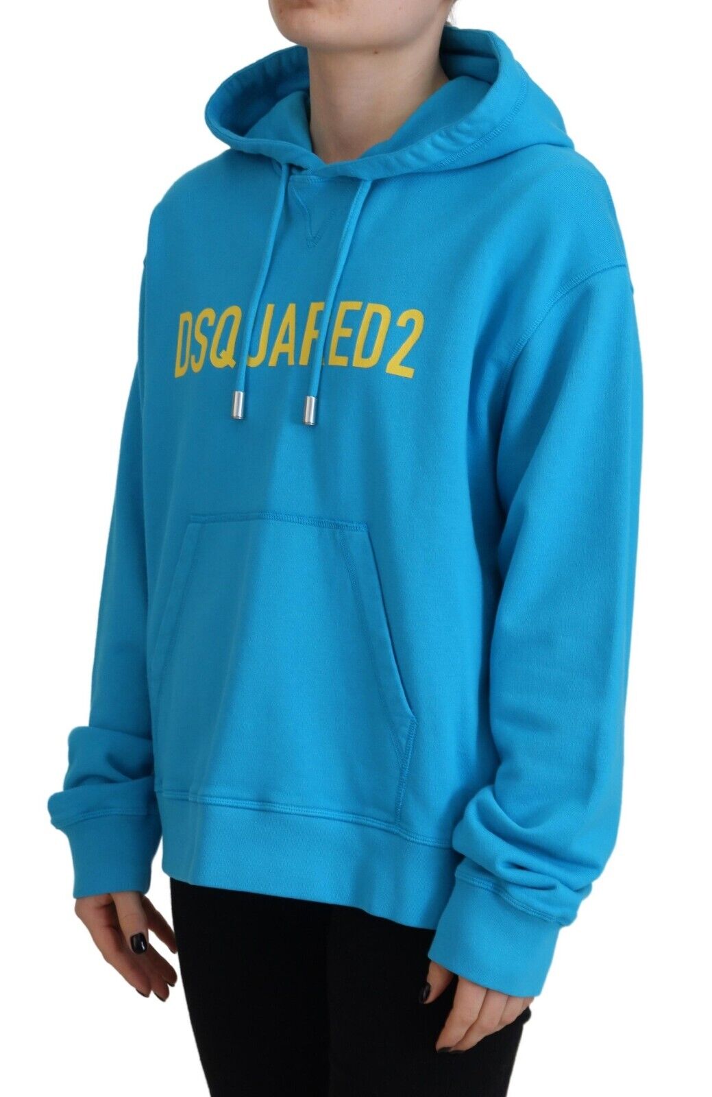 Dsquared² Blauer Logo Print Baumwoll-Kapuzenpullover Sweatshirt Pullover