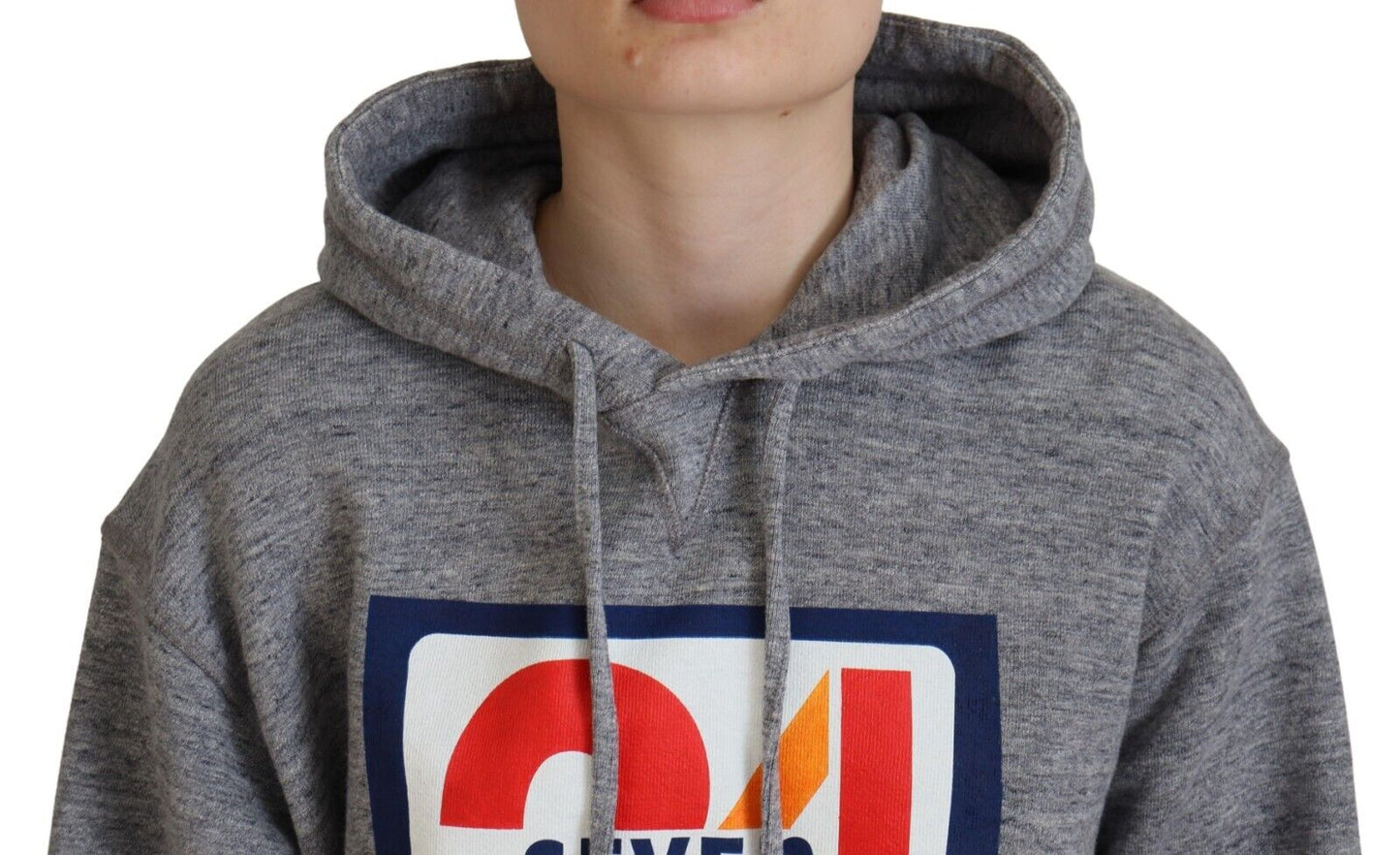 Dsquared² Grauer Logo Print Baumwoll-Kapuzenpullover Sweatshirt Pullover
