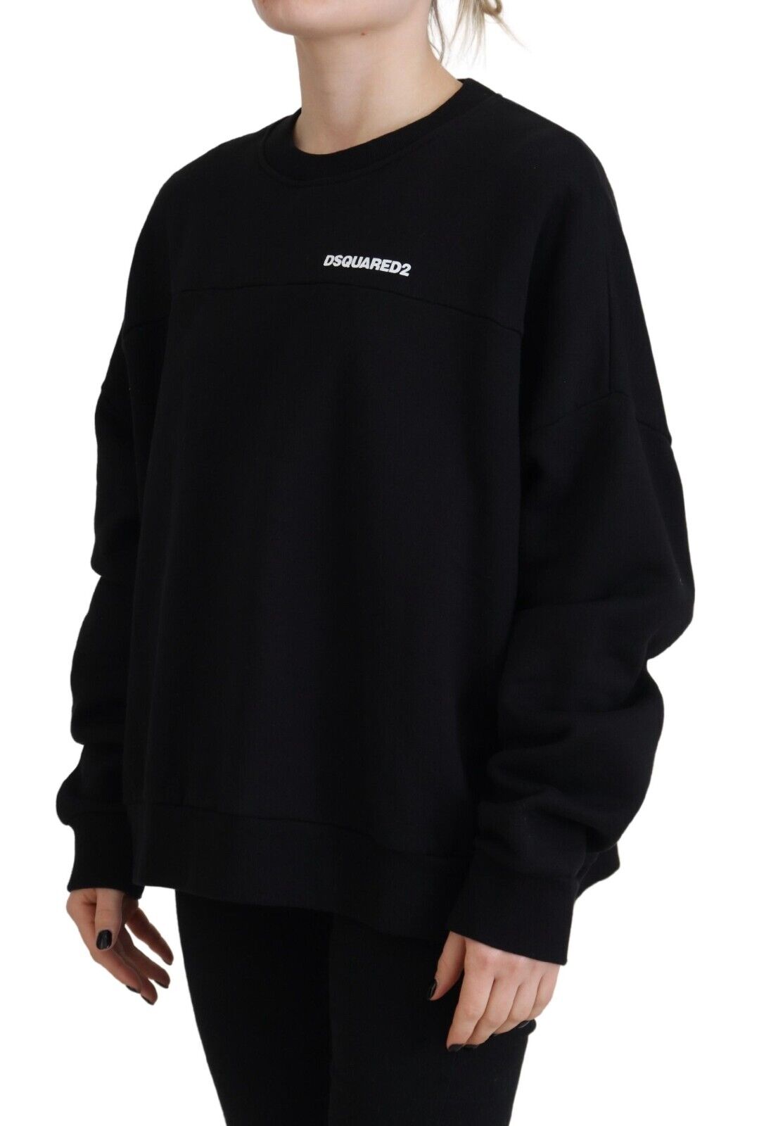 Dsquared² Schwarzer bedruckter Langarmpullover aus Baumwolle