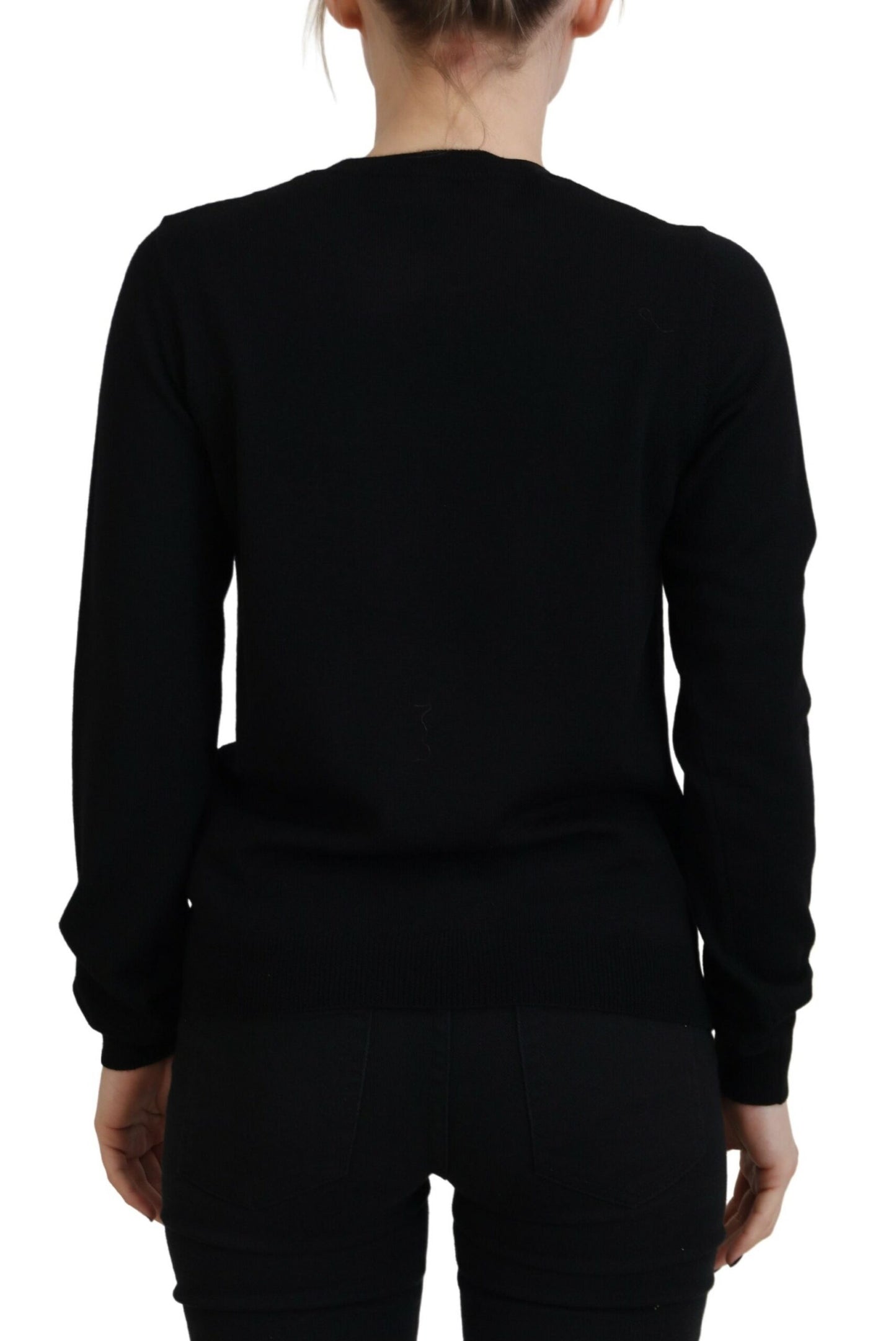 Dsquared² Schwarzer Langarmpullover aus Schurwolle mit Logodruck