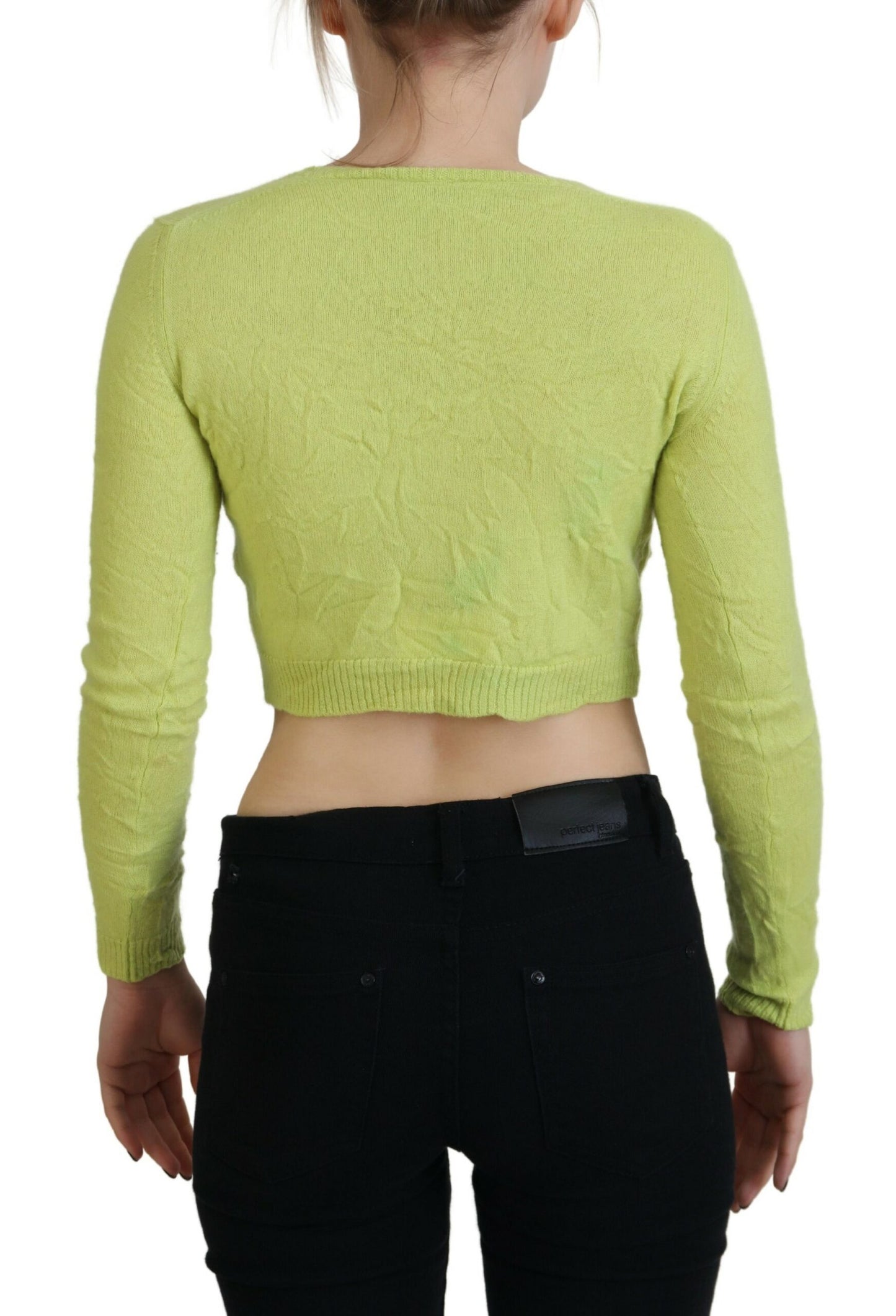 Dsquared² Gelbgrüner Kaschmir Pullover mit langen Ärmeln
