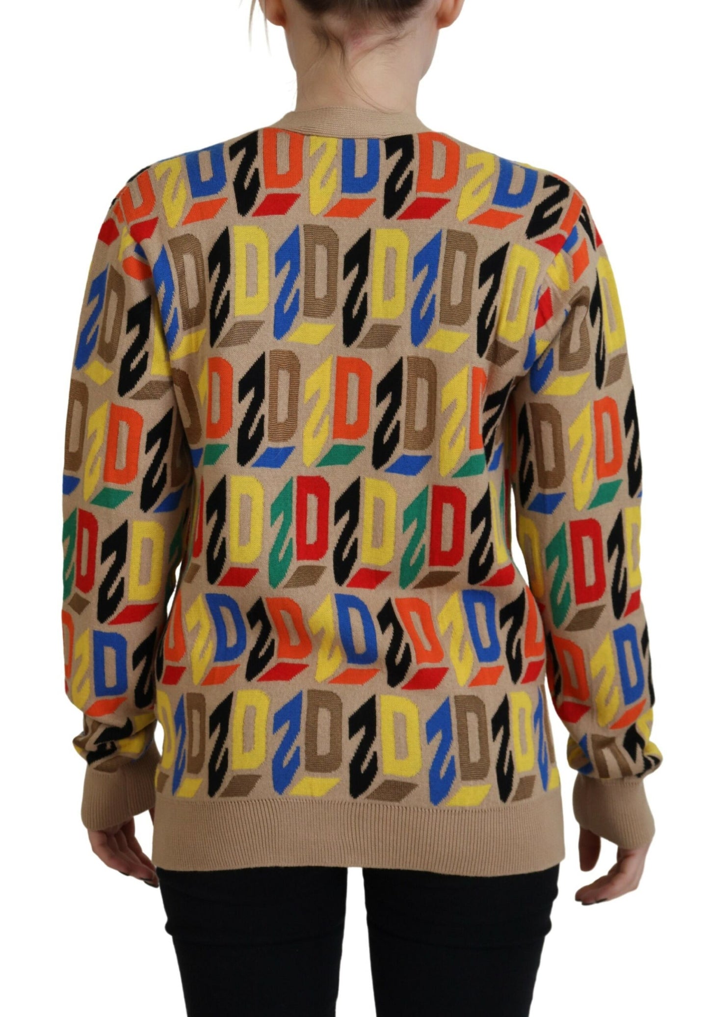 Dsquared² Brauner Logo-Langarm-Strickpullover für Frauen