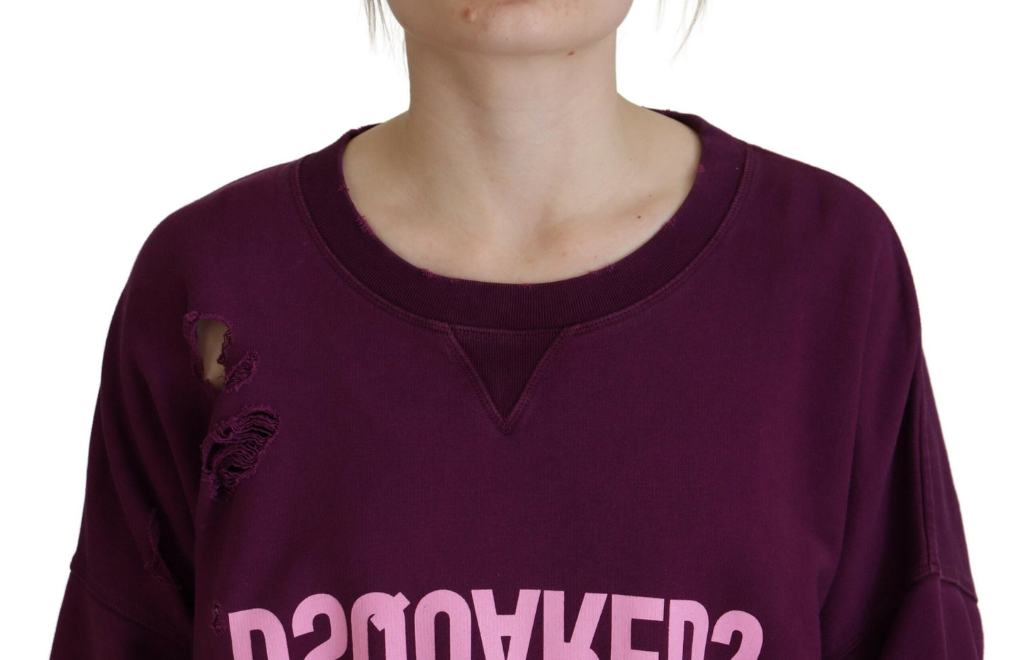 Dsquared² Lila Baumwollpullover mit bedruckten langen Ärmeln