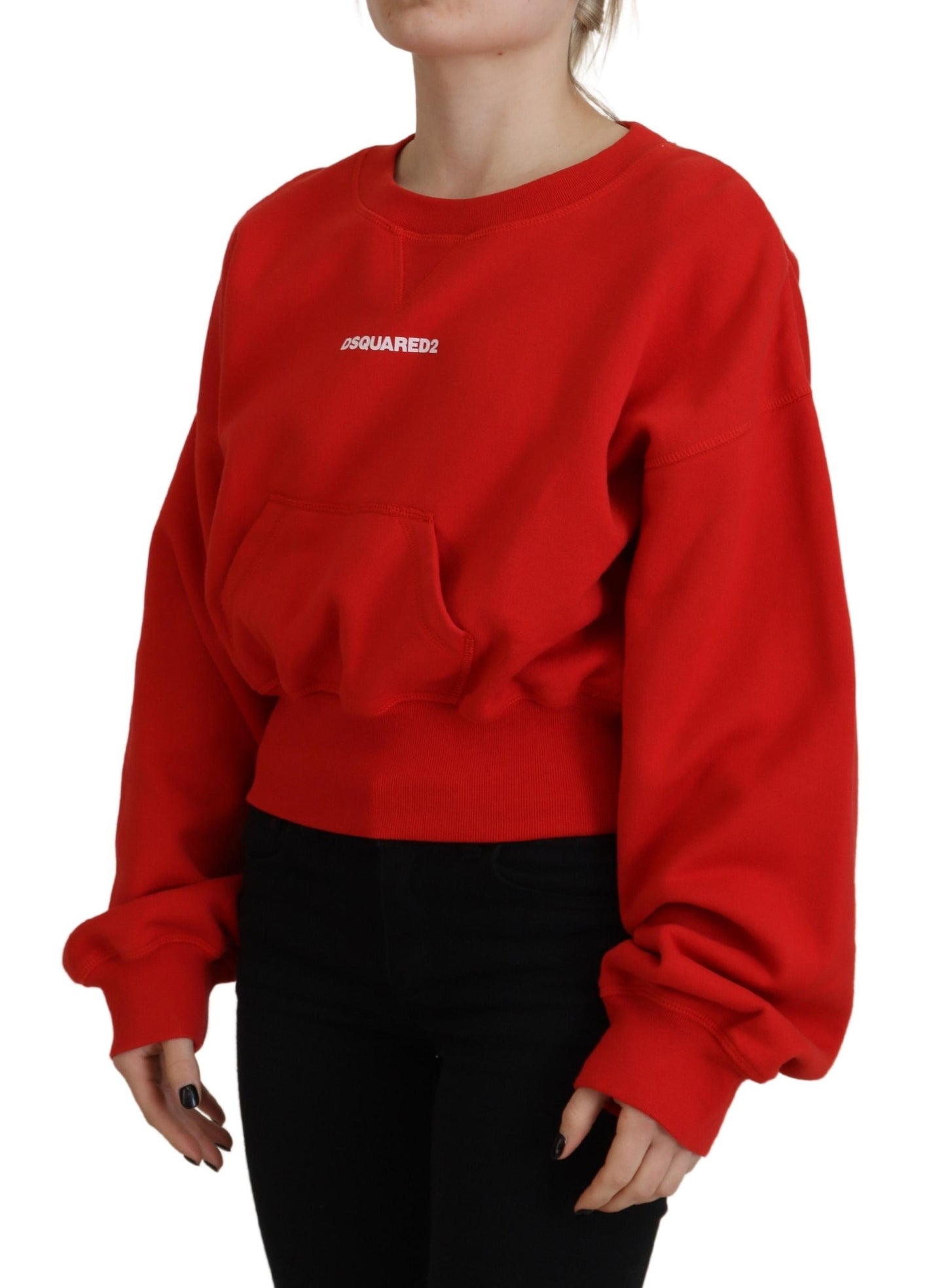 Dsquared² Rotes Logo Print Frauen Rundhalsausschnitt Langarm Pullover