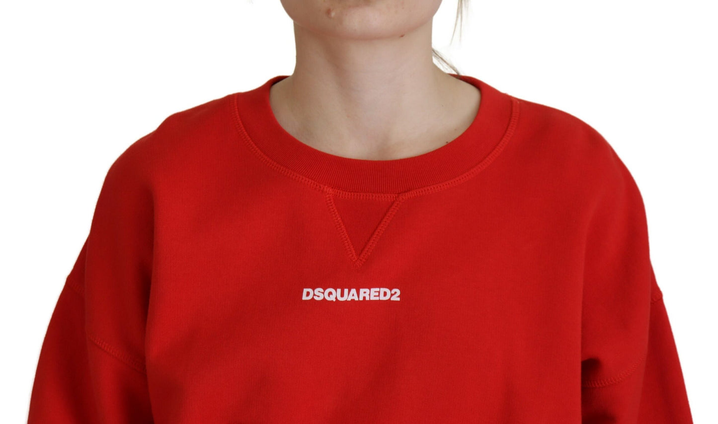 Dsquared² Rotes Logo Print Frauen Rundhalsausschnitt Langarm Pullover