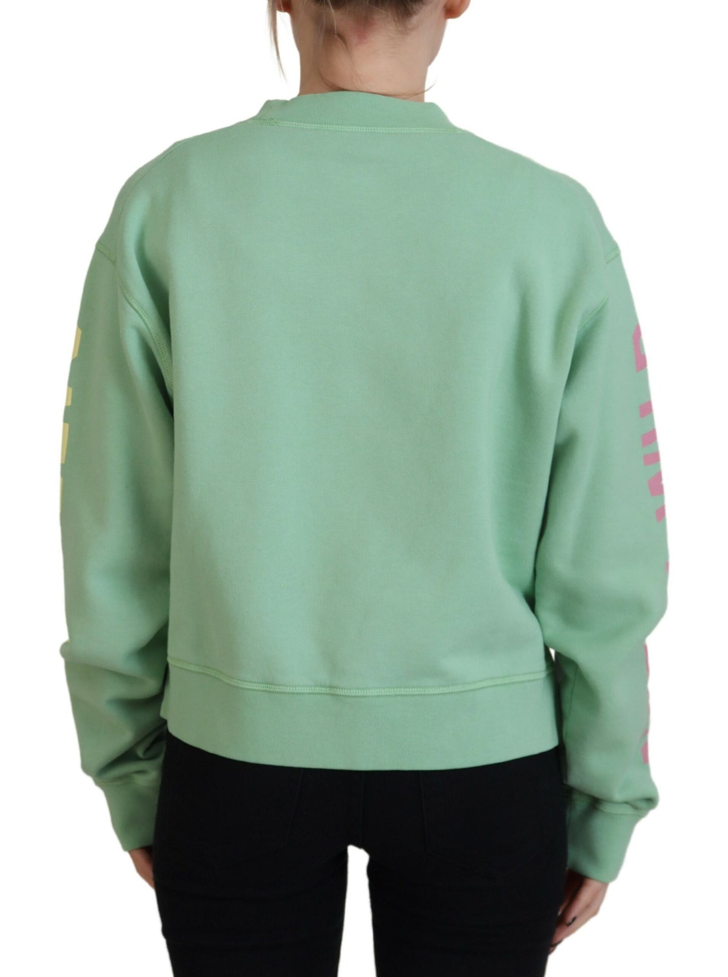 Dsquared² Grüner Langarmpullover mit Rundhalsausschnitt und Logodruck