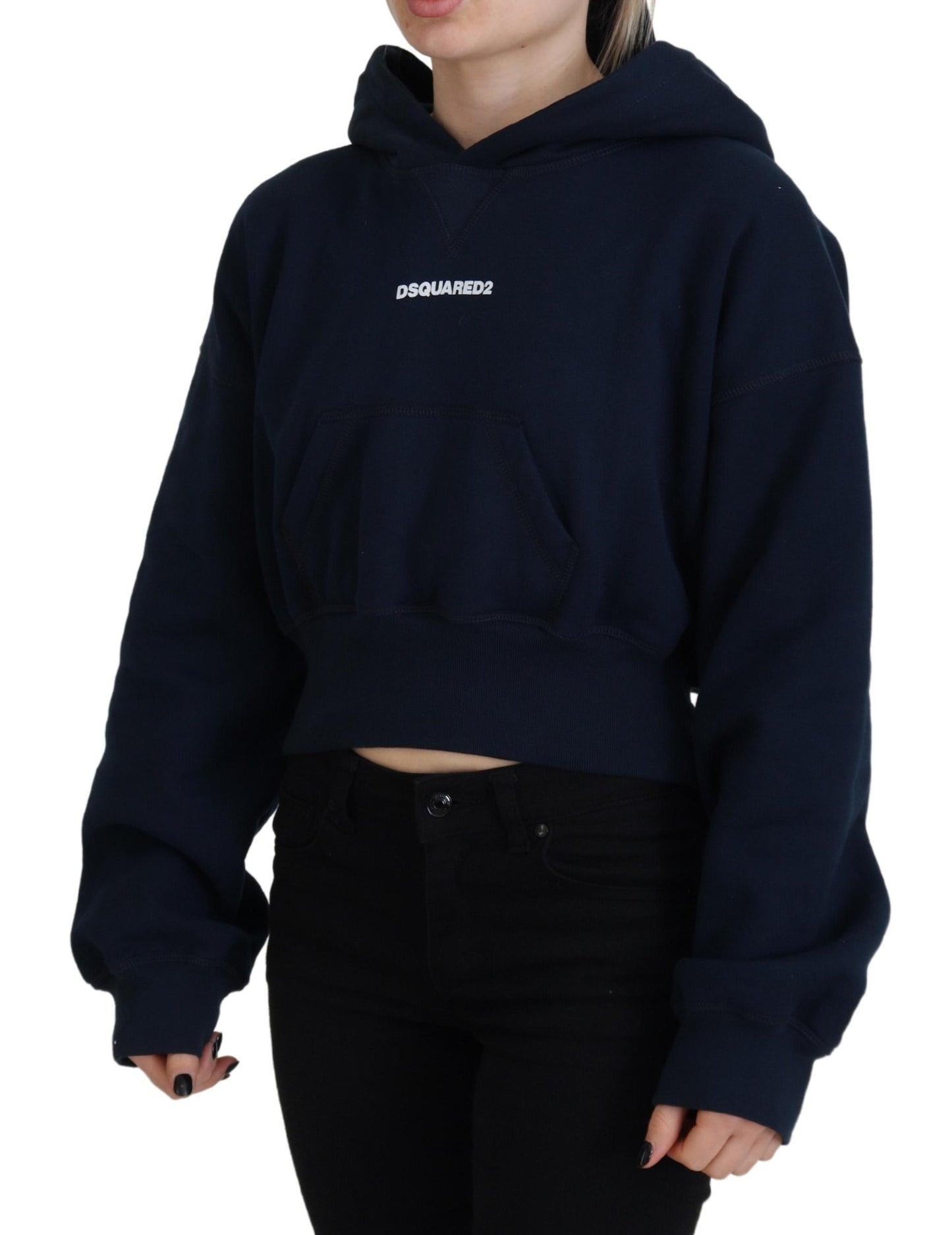 Dsquared² Blauer Langarmpullover mit Kapuze und Logodruck