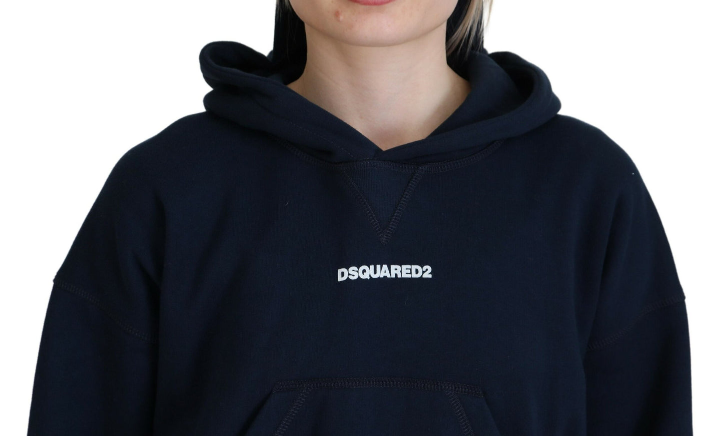 Dsquared² Blauer Langarmpullover mit Kapuze und Logodruck