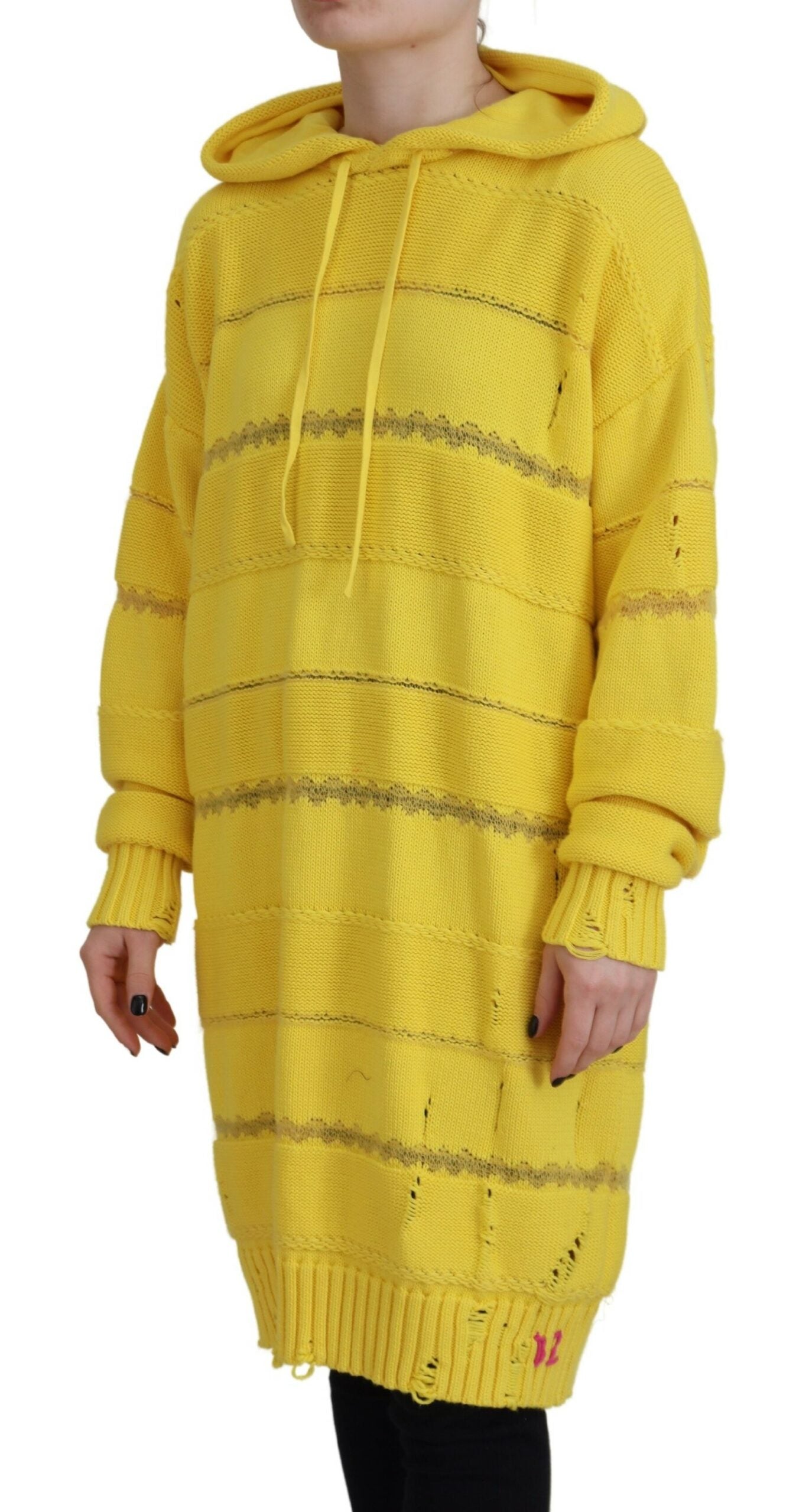 Dsquared² Gelber Baumwollstrickpullover mit Kapuze