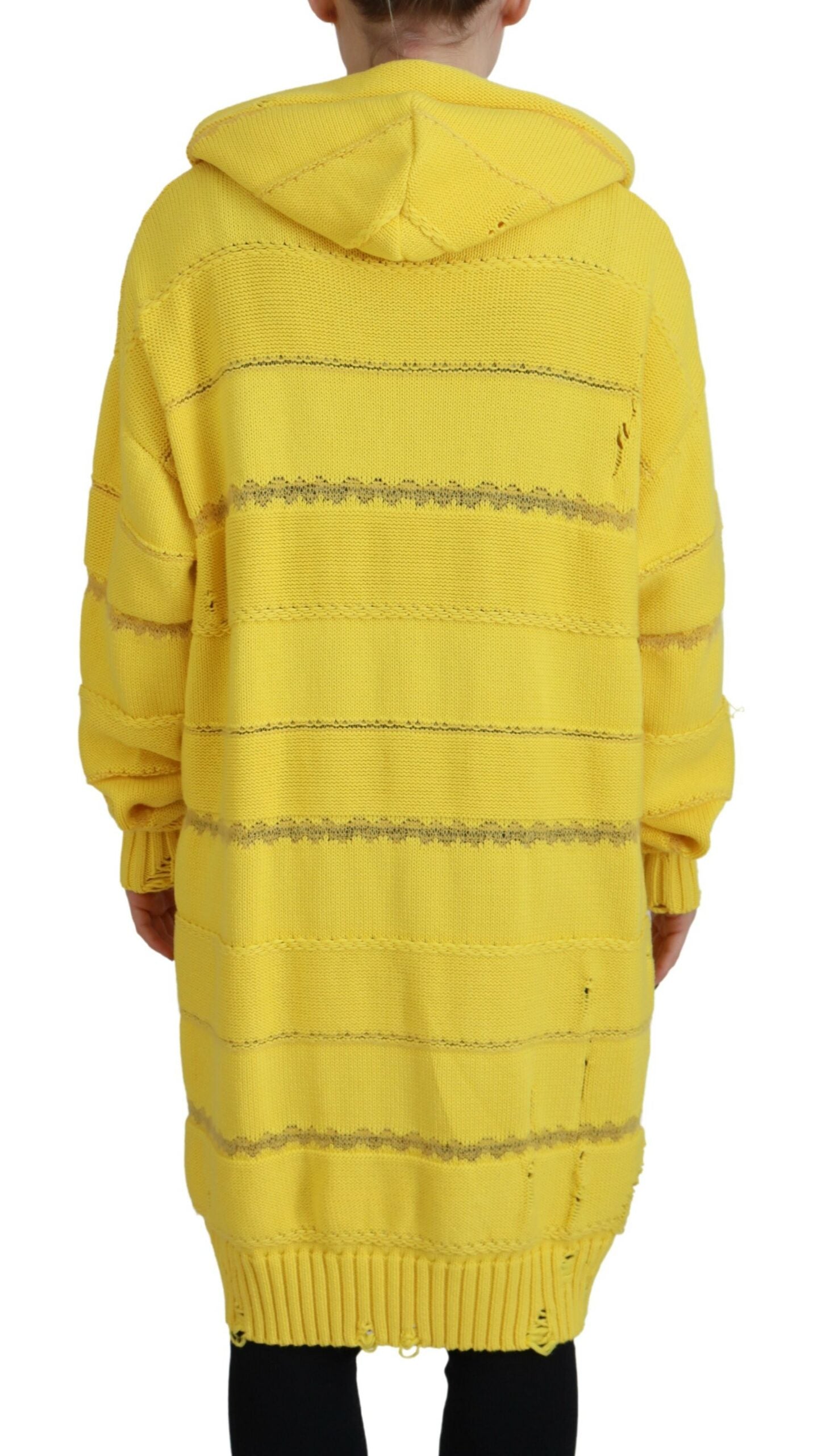Dsquared² Gelber Baumwollstrickpullover mit Kapuze