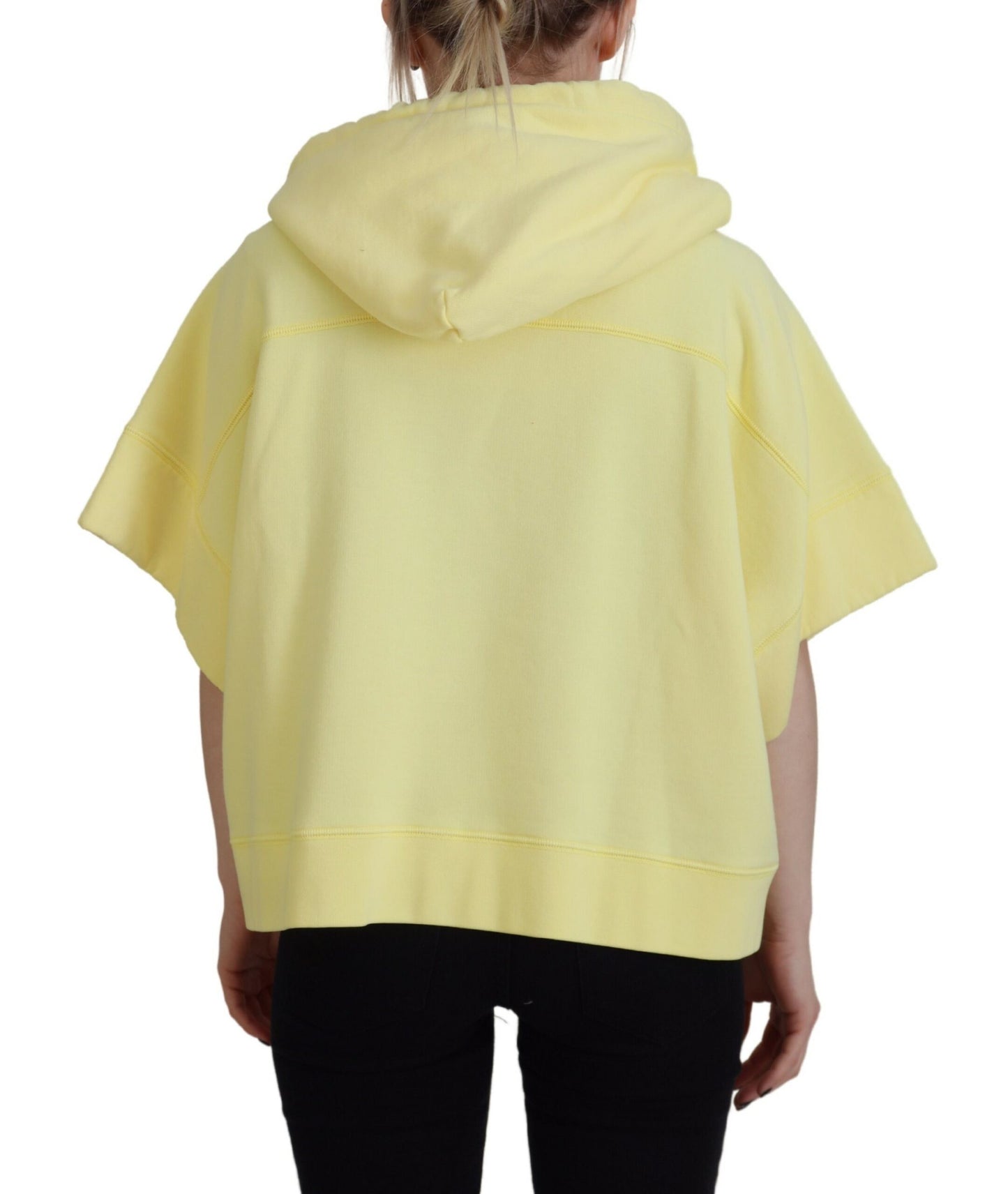 Dsquared² Gelbes Logo Print Baumwolle Hoodie Sweatshirt Pullover