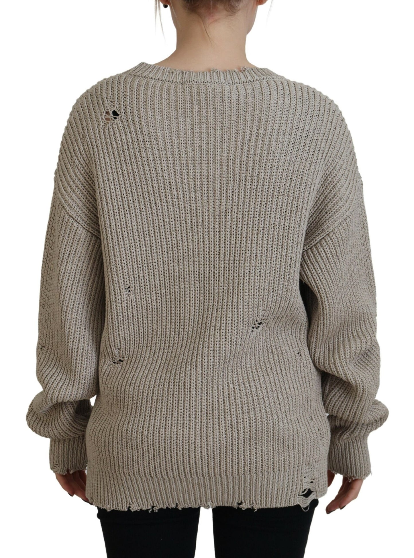Dsquared² Beigefarbener Pullover aus Baumwolle mit Rundhalsausschnitt