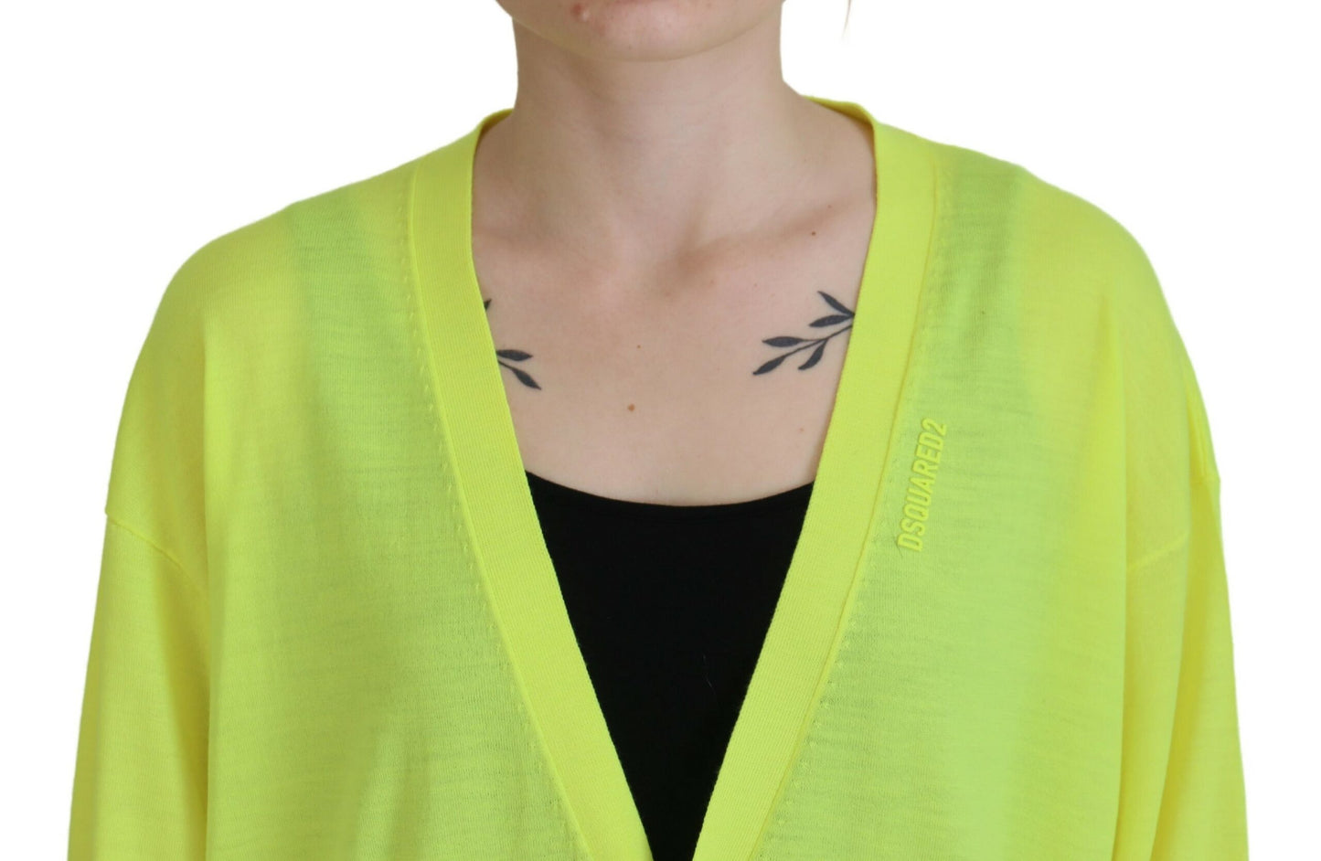 Dsquared² Gelber Wollstrickpullover mit Knopfleiste