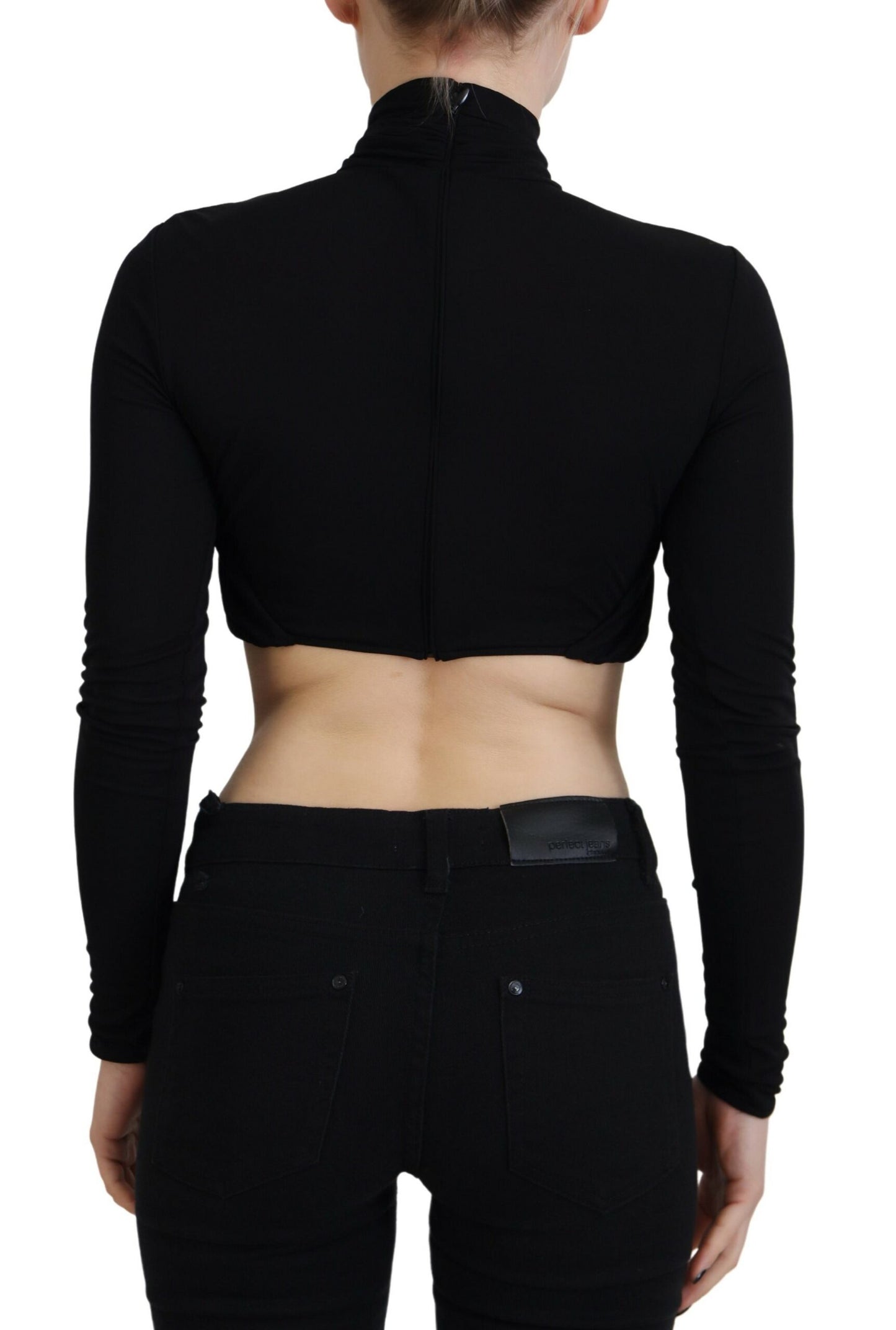 Dsquared² Schwarzes ausgeschnittenes Top aus Viskose mit langen Ärmeln