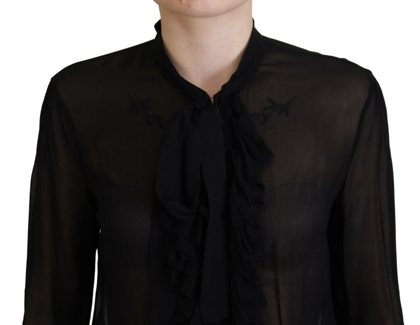 Dsquared² Schwarzes Viskose Long Sleeves See Through Bluse Top
