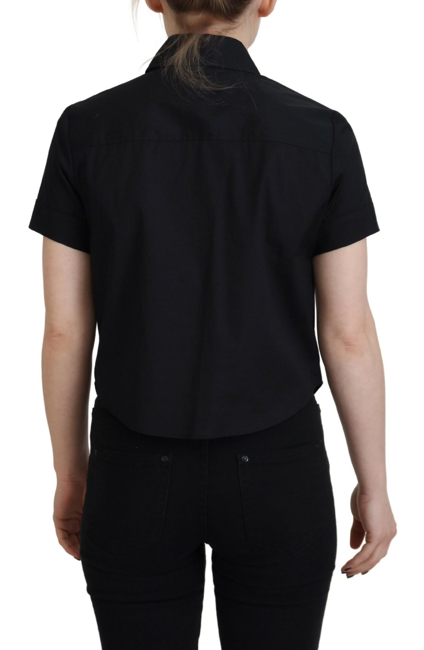 Dsquared² Schwarzes Polohemd mit Knopfleiste und kurzen Ärmeln