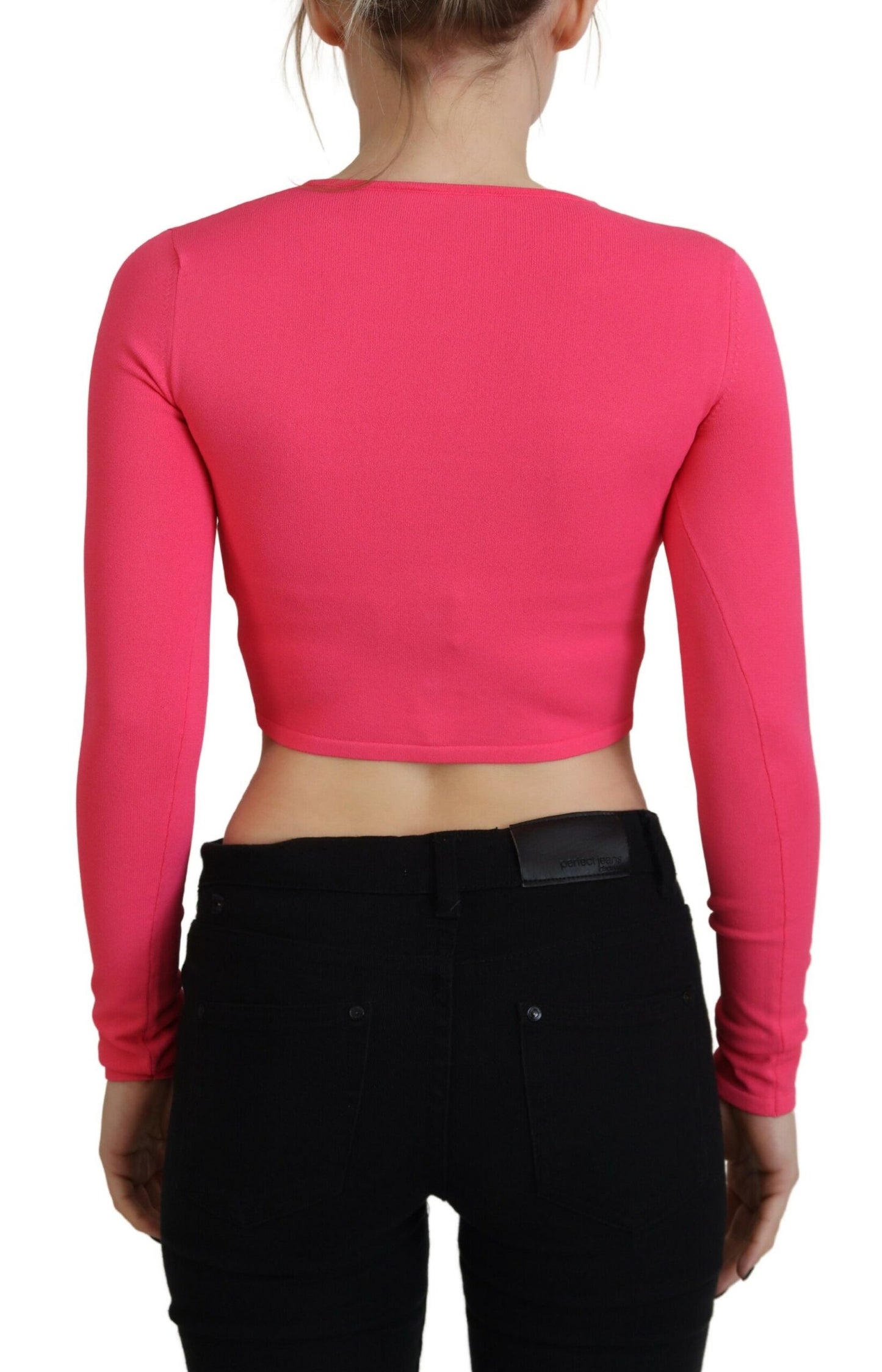 Dsquared² Rosa Viskose-Strick-Top mit offener Brust und langen Ärmeln