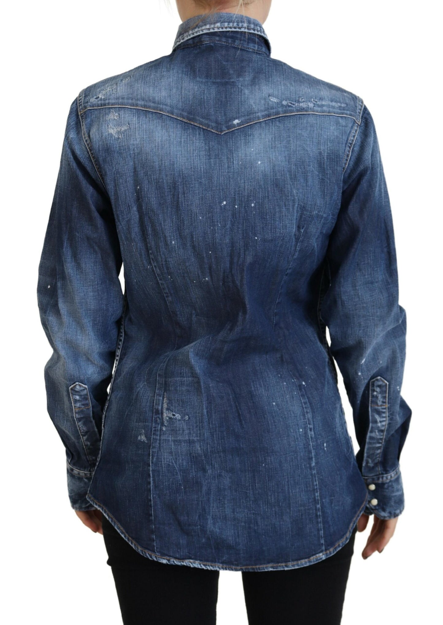 Dsquared² Blau gewaschenes Baumwollhemd mit Knopfleiste aus Denim